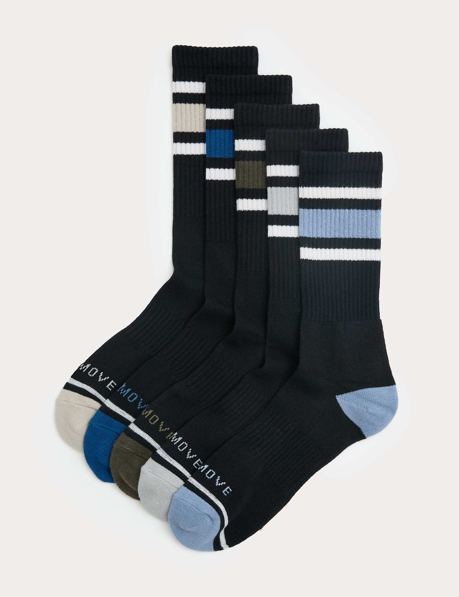 5 Pack Cool & Fresh Cotton Rich Cushioned Sports Socks - image 1