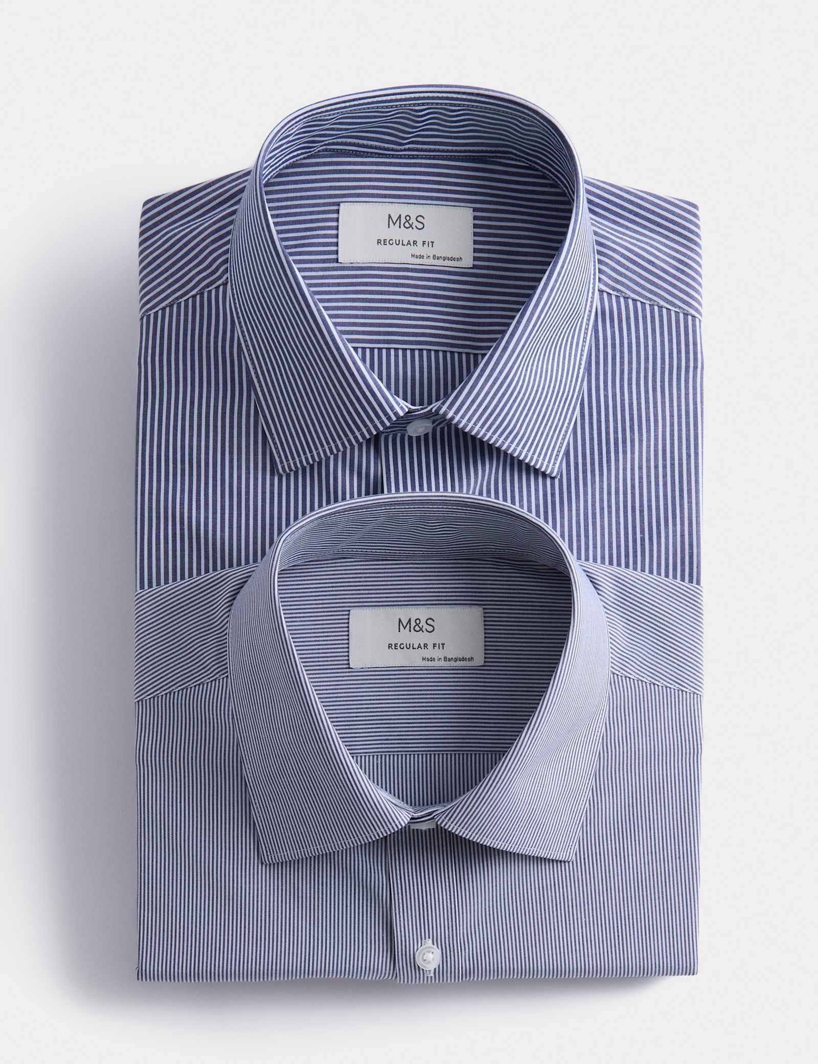 2 Pack Regular Fit Easy Iron Cotton Blend Striped Shirts - image 1