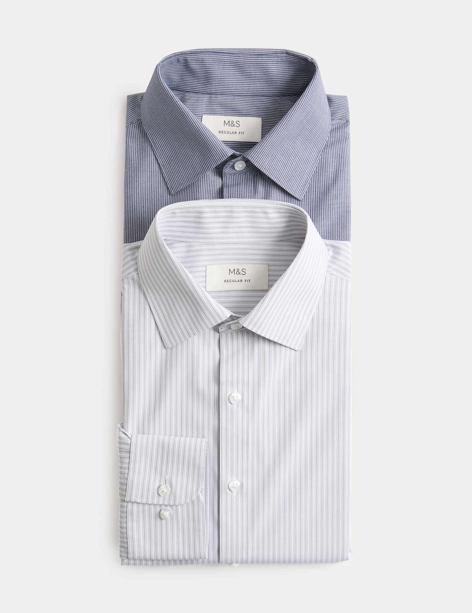 2 Pack Regular Fit Easy Iron Striped Shirts - image 3