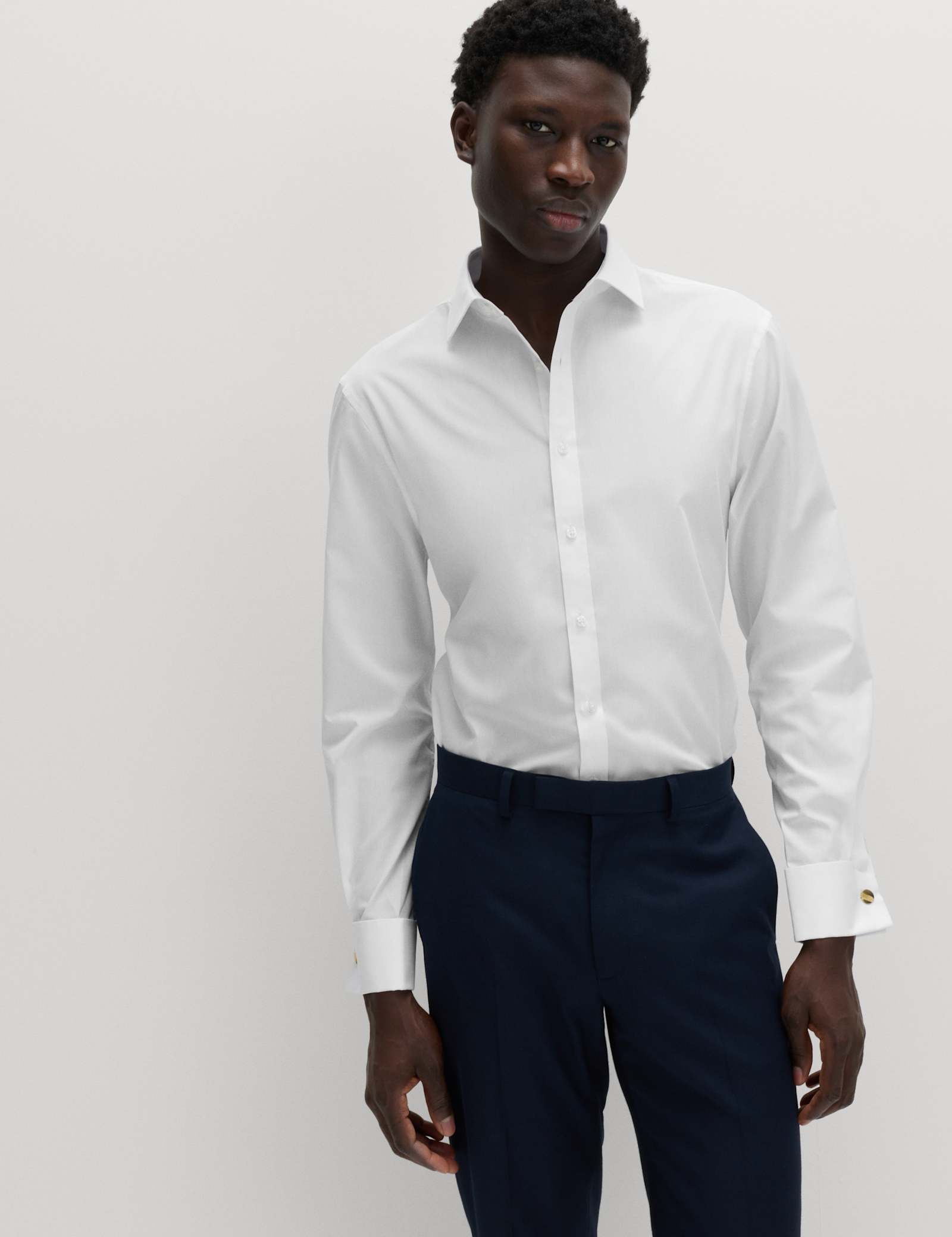 Slim Fit Cotton Blend Double Cuff Shirt - image 2