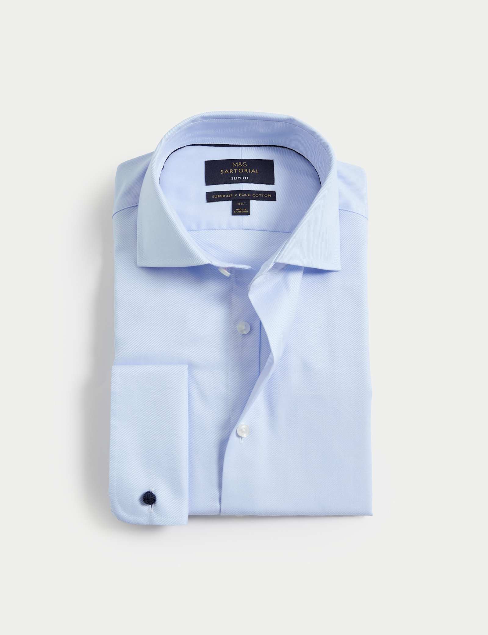 Slim Fit Luxury Cotton Double Cuff Twill Shirt - image 3