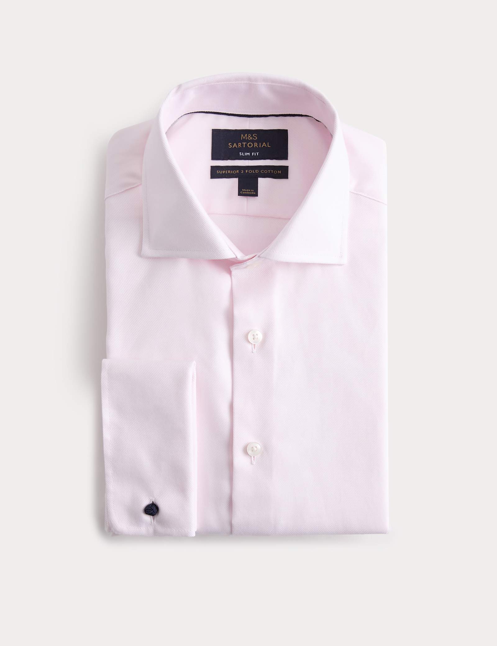 Slim Fit Luxury Cotton Double Cuff Twill Shirt - image 2