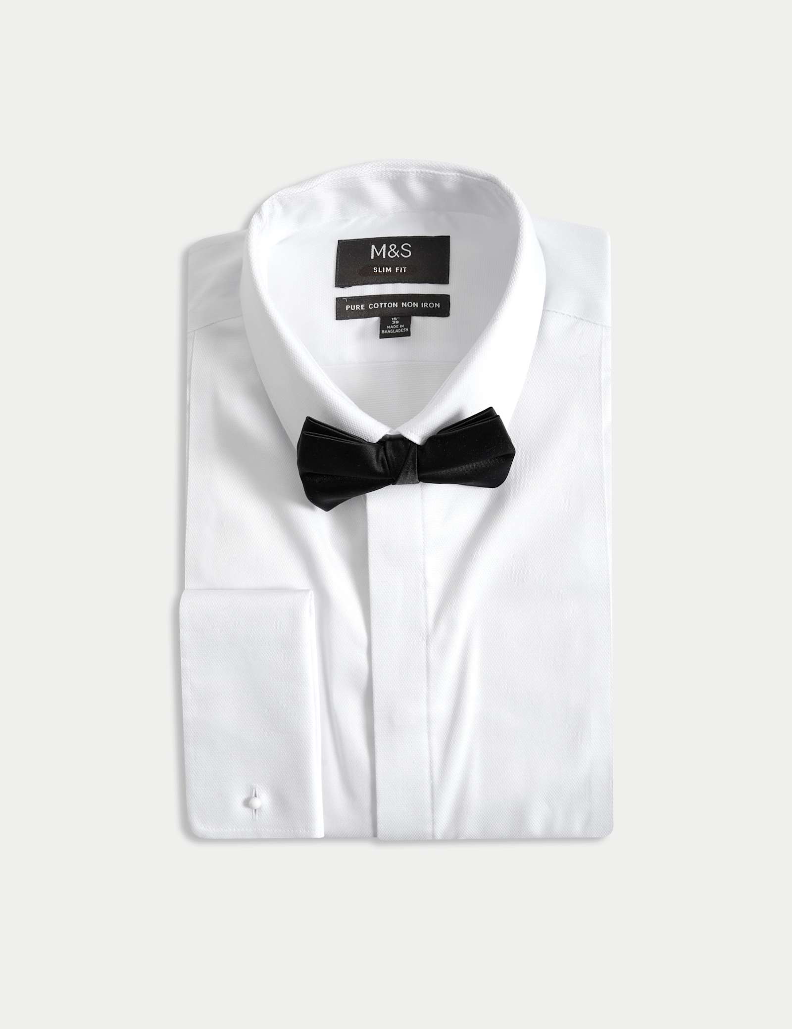 Slim Fit Cotton Dress Shirt with Bow Tie - image 1