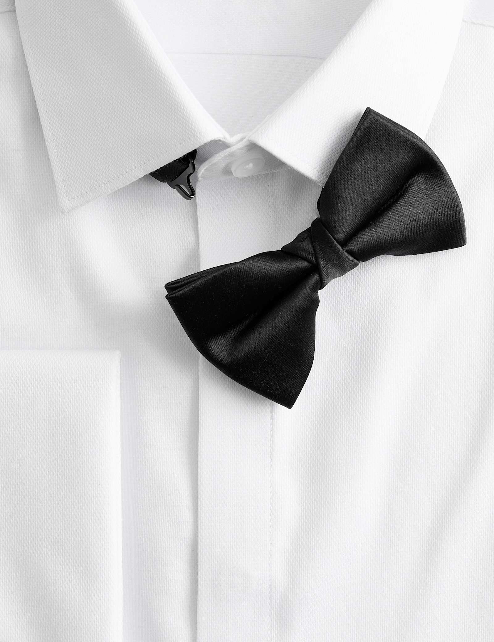 Regular Fit 2 Inch Shorter Luxury Cotton Shirt with Bow Tie - image 3