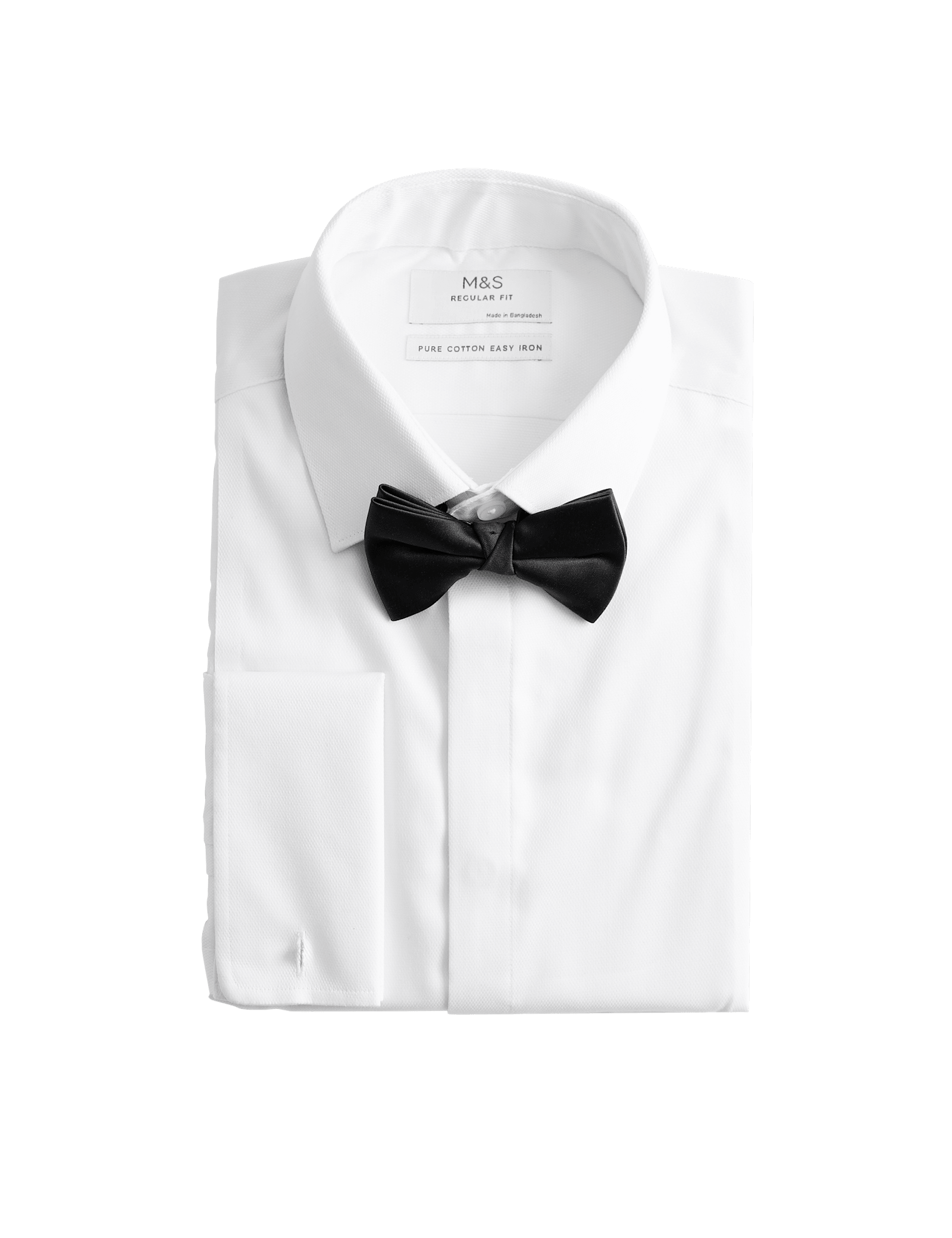 Regular Fit 2 Inch Shorter Luxury Cotton Shirt with Bow Tie - image 2