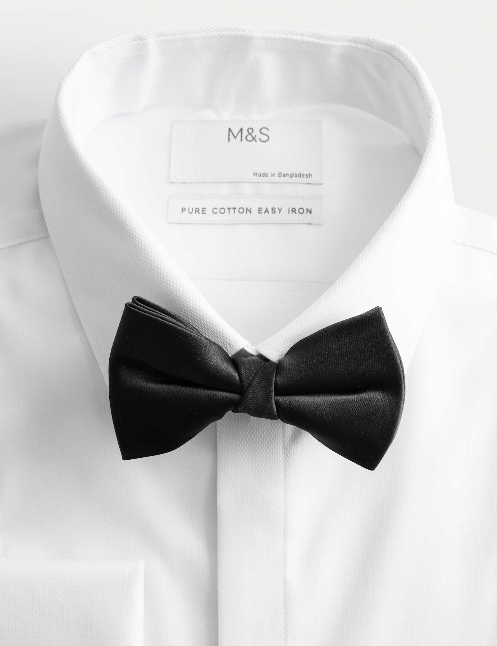 Slim Fit 2 Inch Luxury Cotton Dress Shirt with Bow Tie - image 3