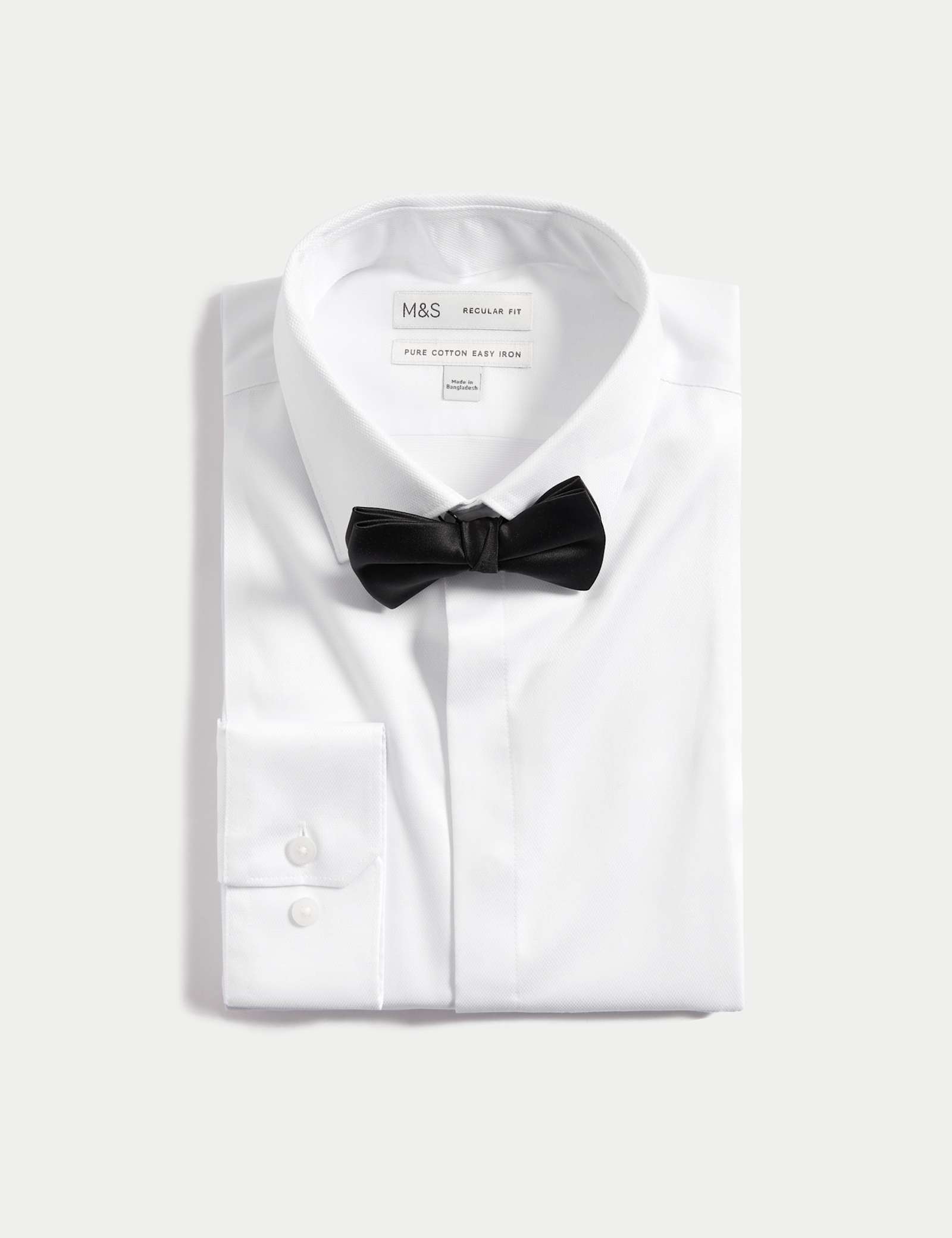 Regular Fit Cotton Dress Shirt with Bow Tie - image 1