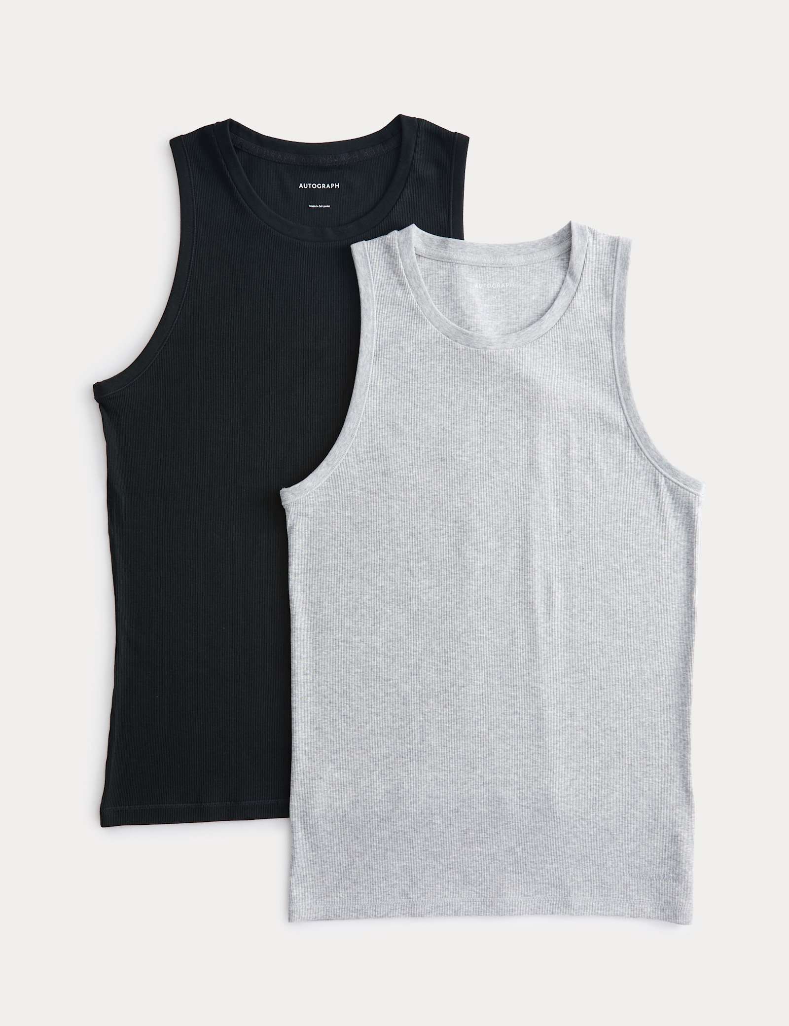 2 Pack Cotton Rich Ribbed Sleeveless Vests - image 1
