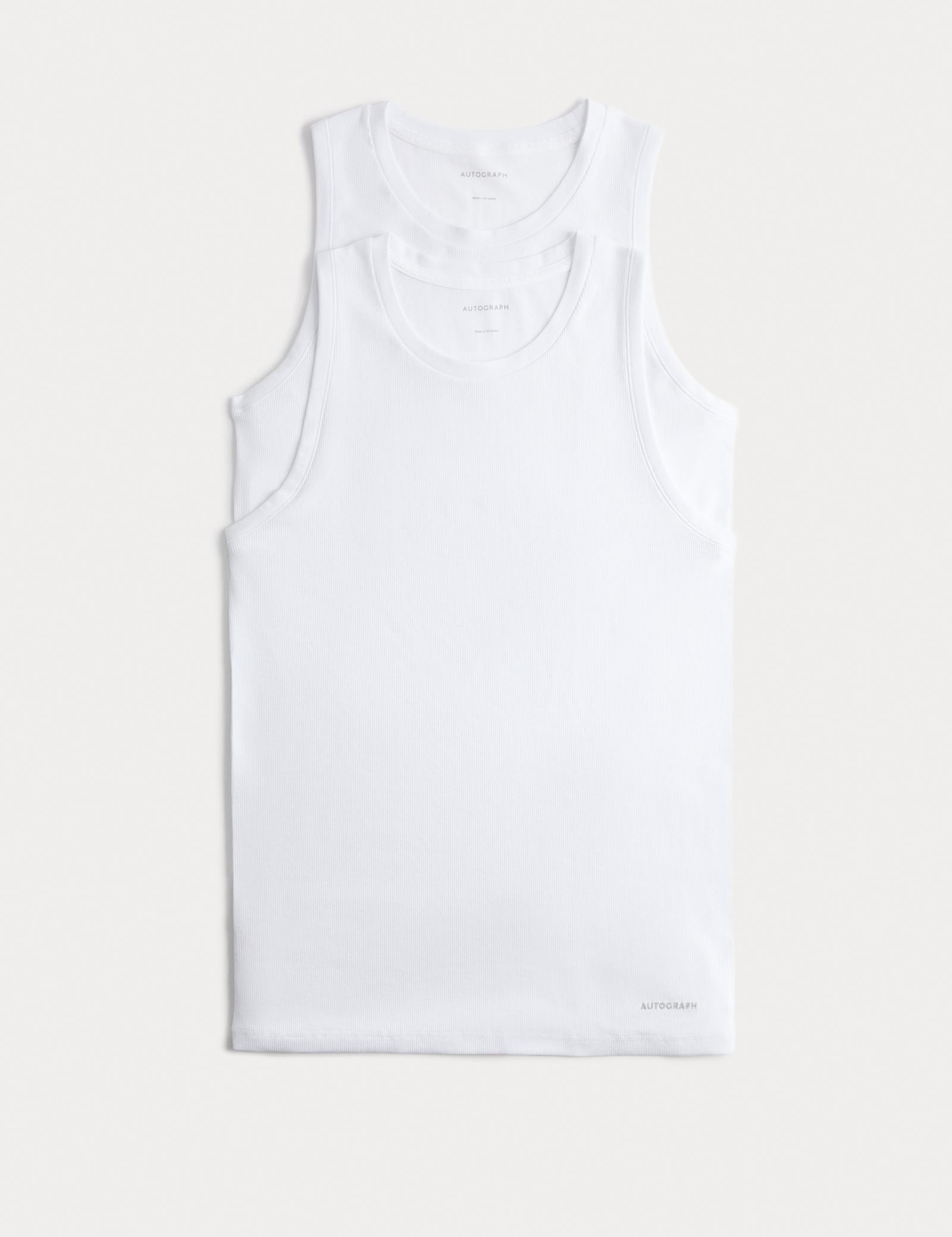 2 Pack Cotton Rich Ribbed Sleeveless Vests - image 2