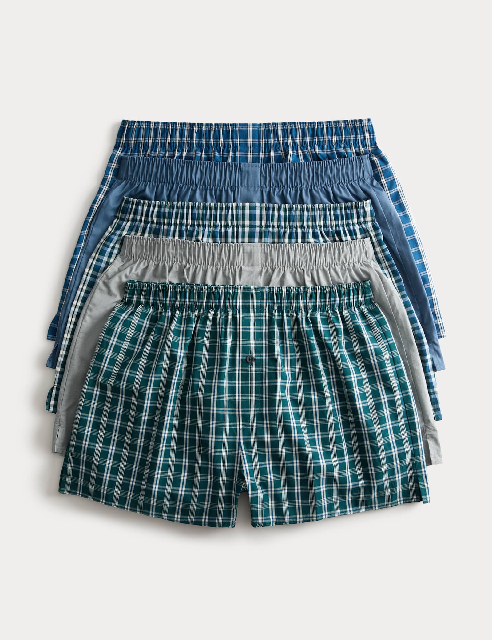 5 Pack Pure Cotton Checked Woven Boxers - image 1