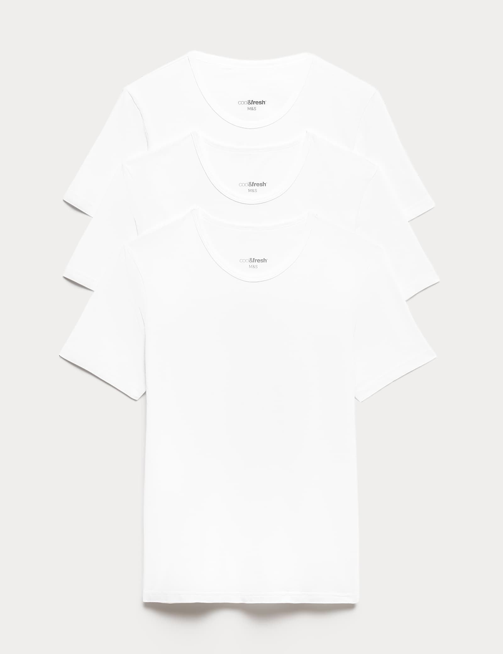3 Pack Cotton Rich Cool & Fresh Crew Neck Stretch Vests - image 1