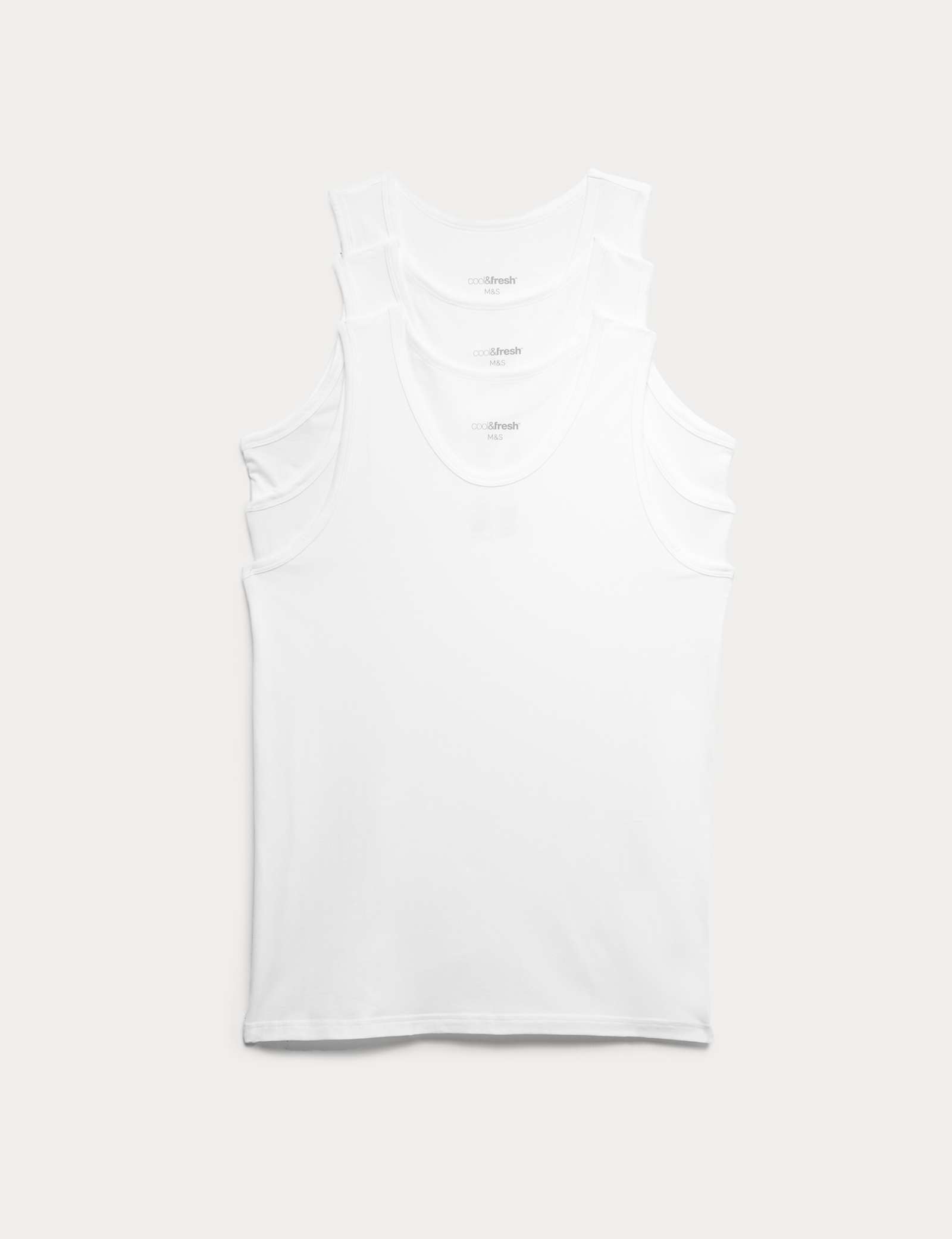 3 Pack Cotton Stretch Cool & Fresh Vests - image 2
