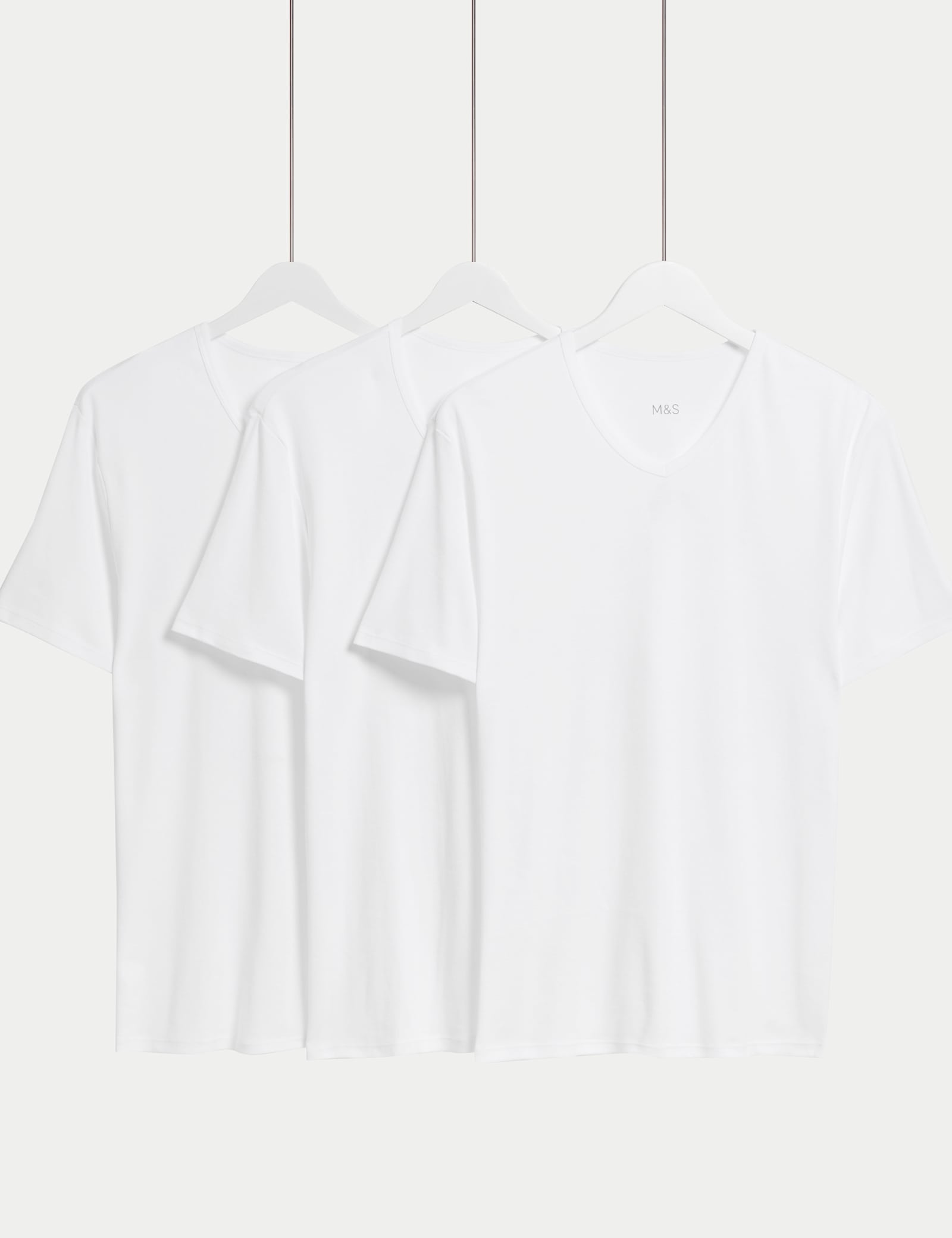 3 Pack Essential Cotton V-Neck T-Shirt Vests