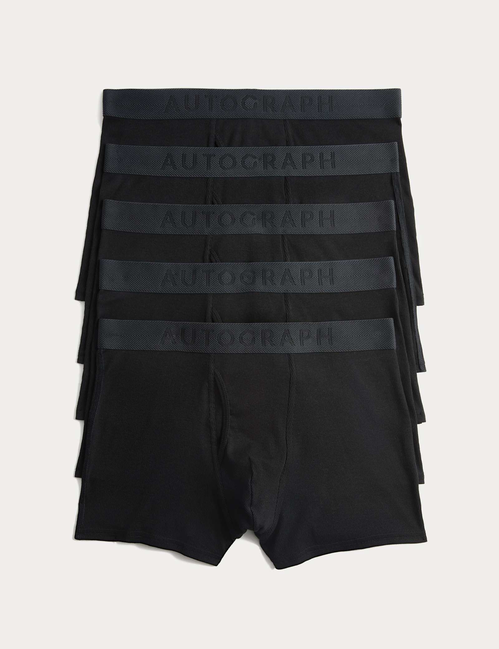 5 Pack Cotton Rich Ribbed Stretch Trunks - image 2