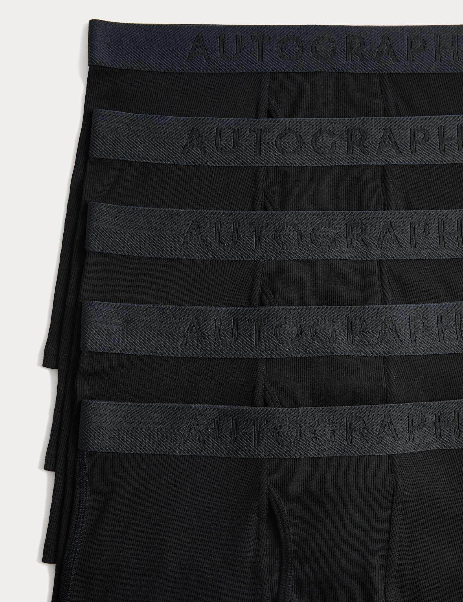 5 Pack Cotton Rich Ribbed Stretch Trunks - image 4