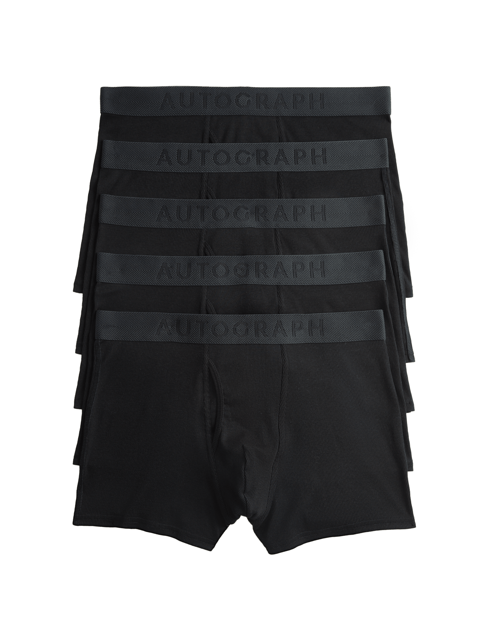 5 Pack Cotton Rich Ribbed Stretch Trunks - image 3