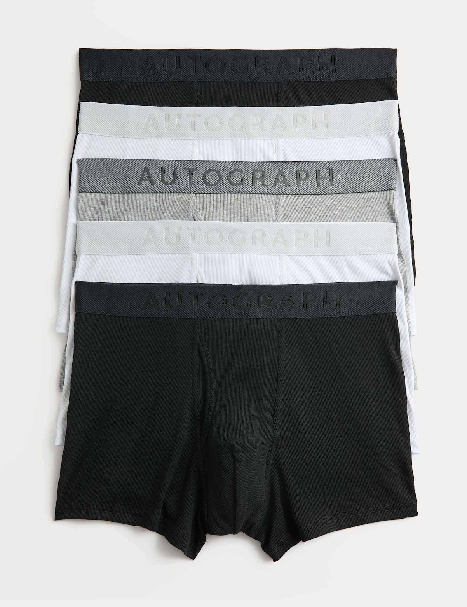 5 Pack Cotton Rich Ribbed Stretch Trunks - image 1