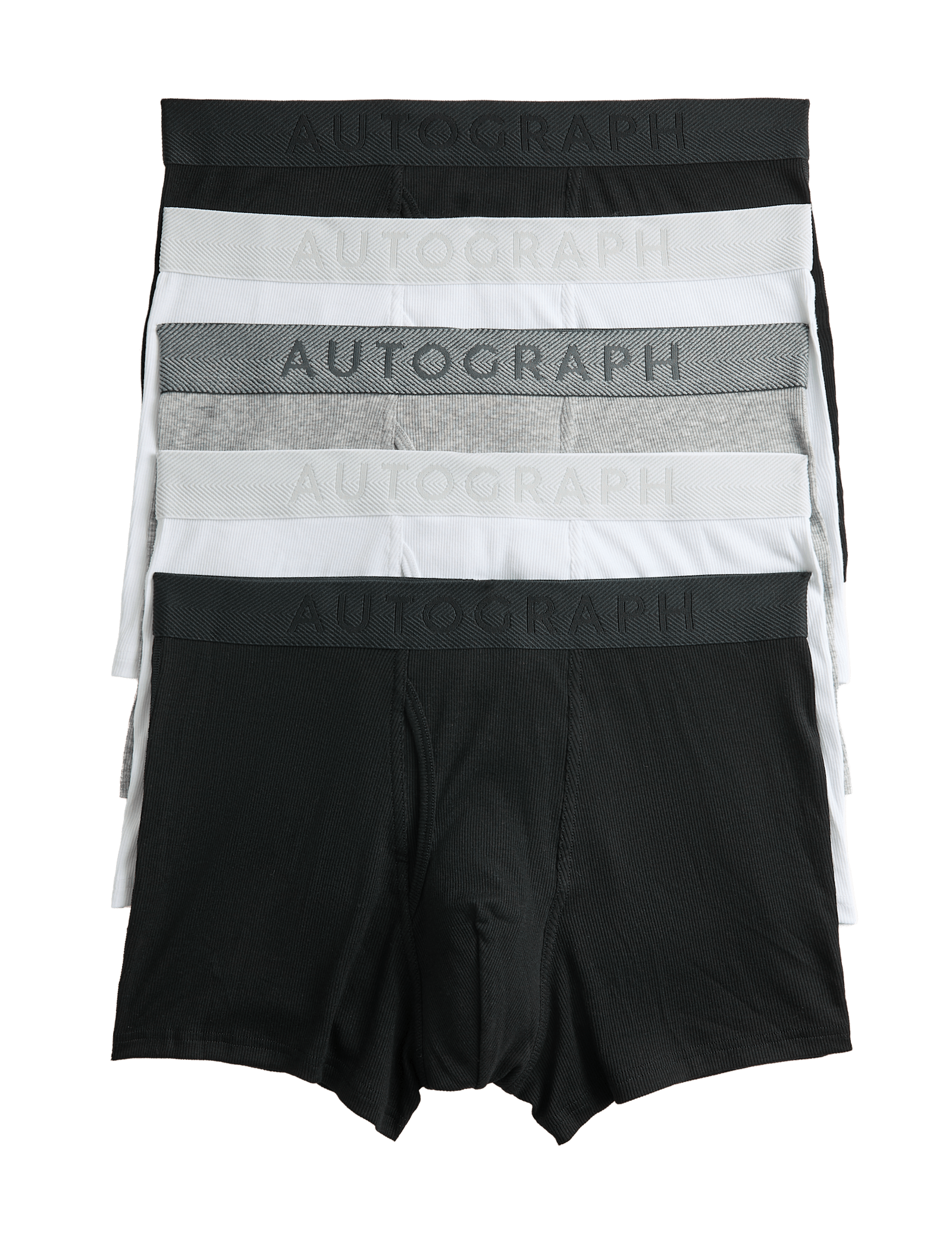 5 Pack Cotton Rich Ribbed Stretch Trunks - image 5