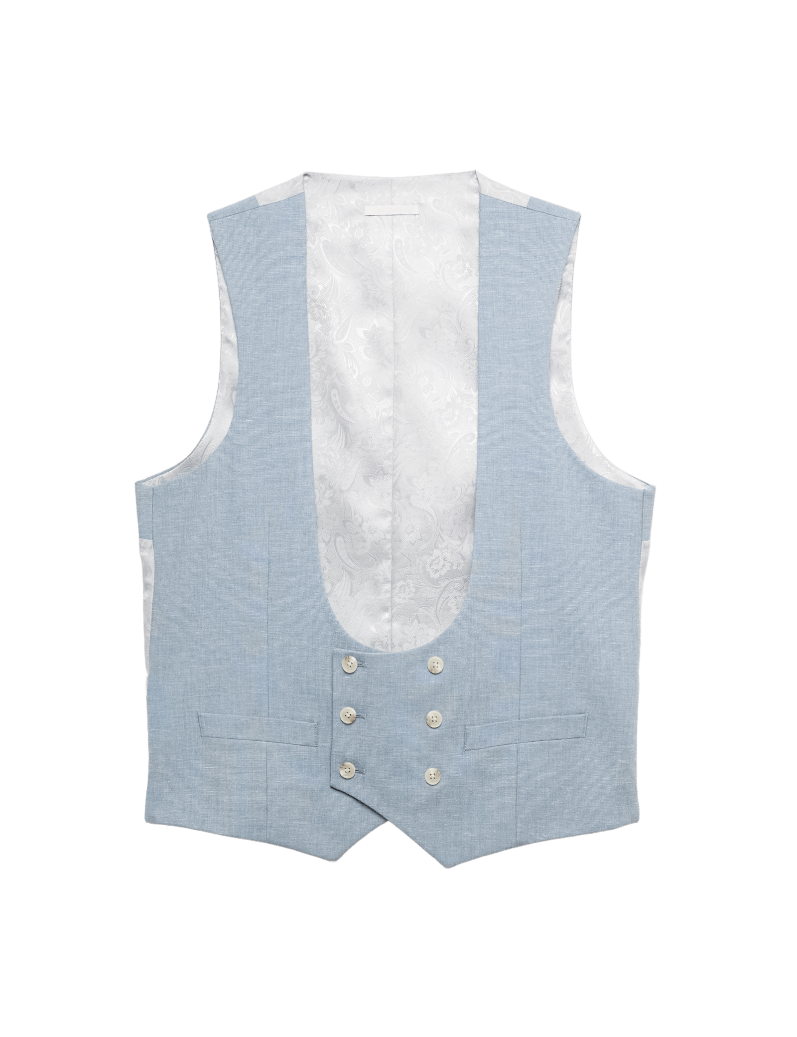 Tailored Fit Double Breasted Waistcoat with Linen - image 4