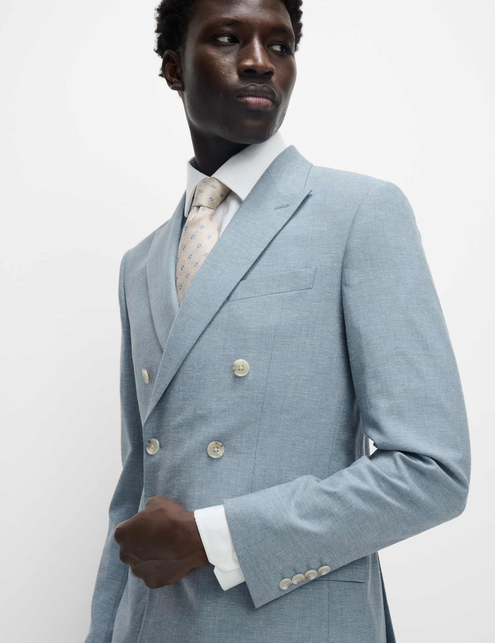 Slim Fit Double Breasted Suit Jacket - image 2
