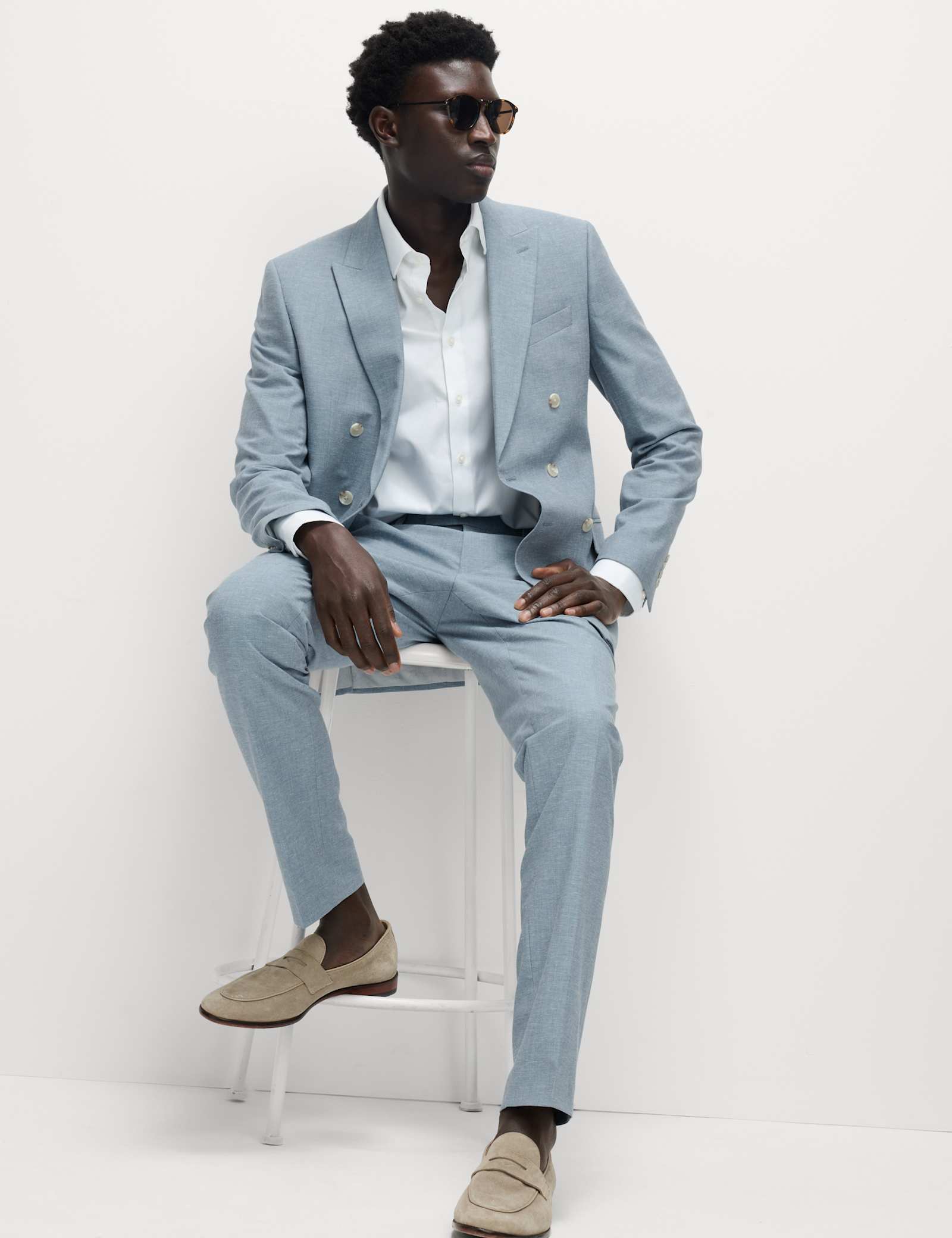 Slim Fit Double Breasted Suit Jacket - image 5