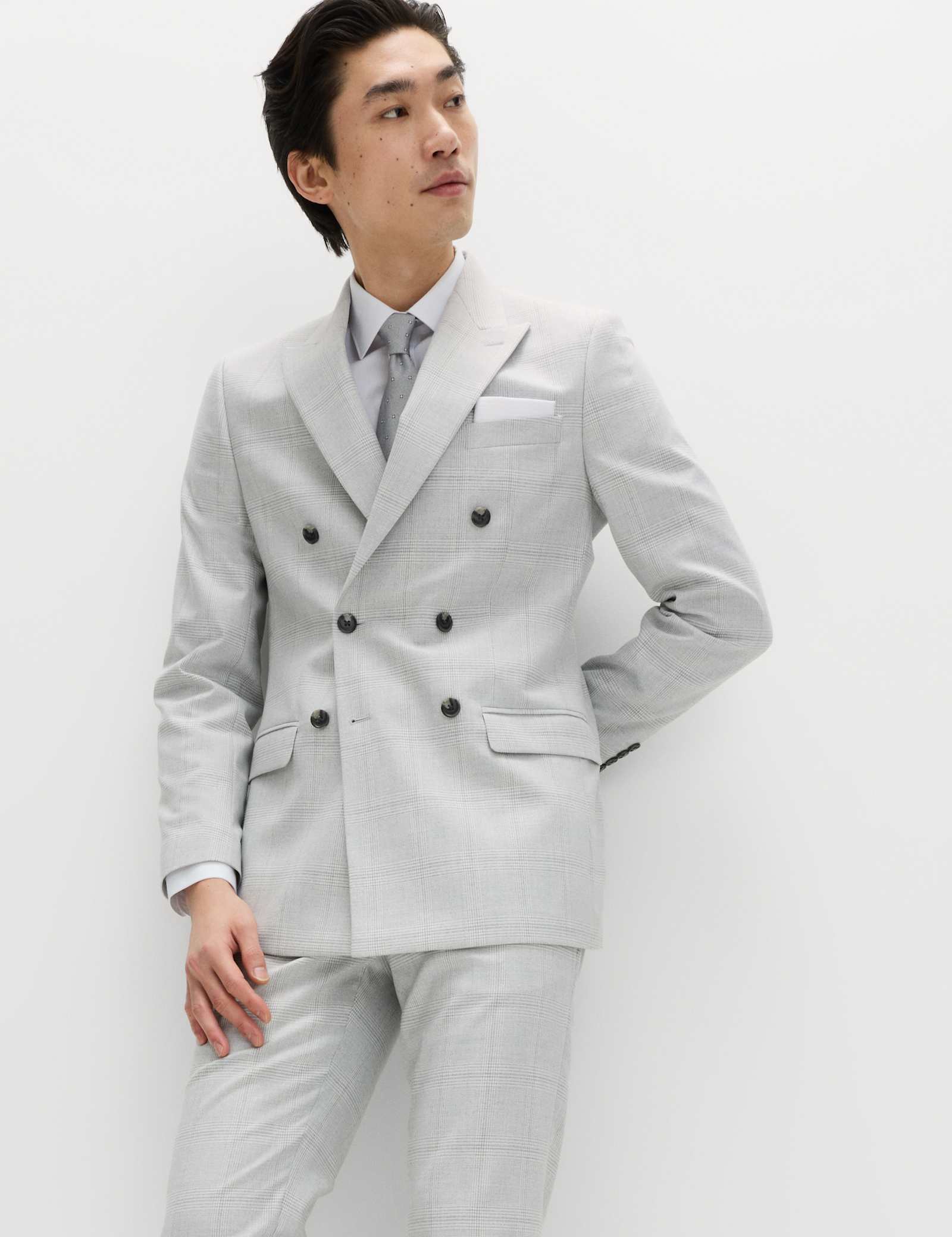 Slim Fit Check Double Breasted Suit Jacket - image 2