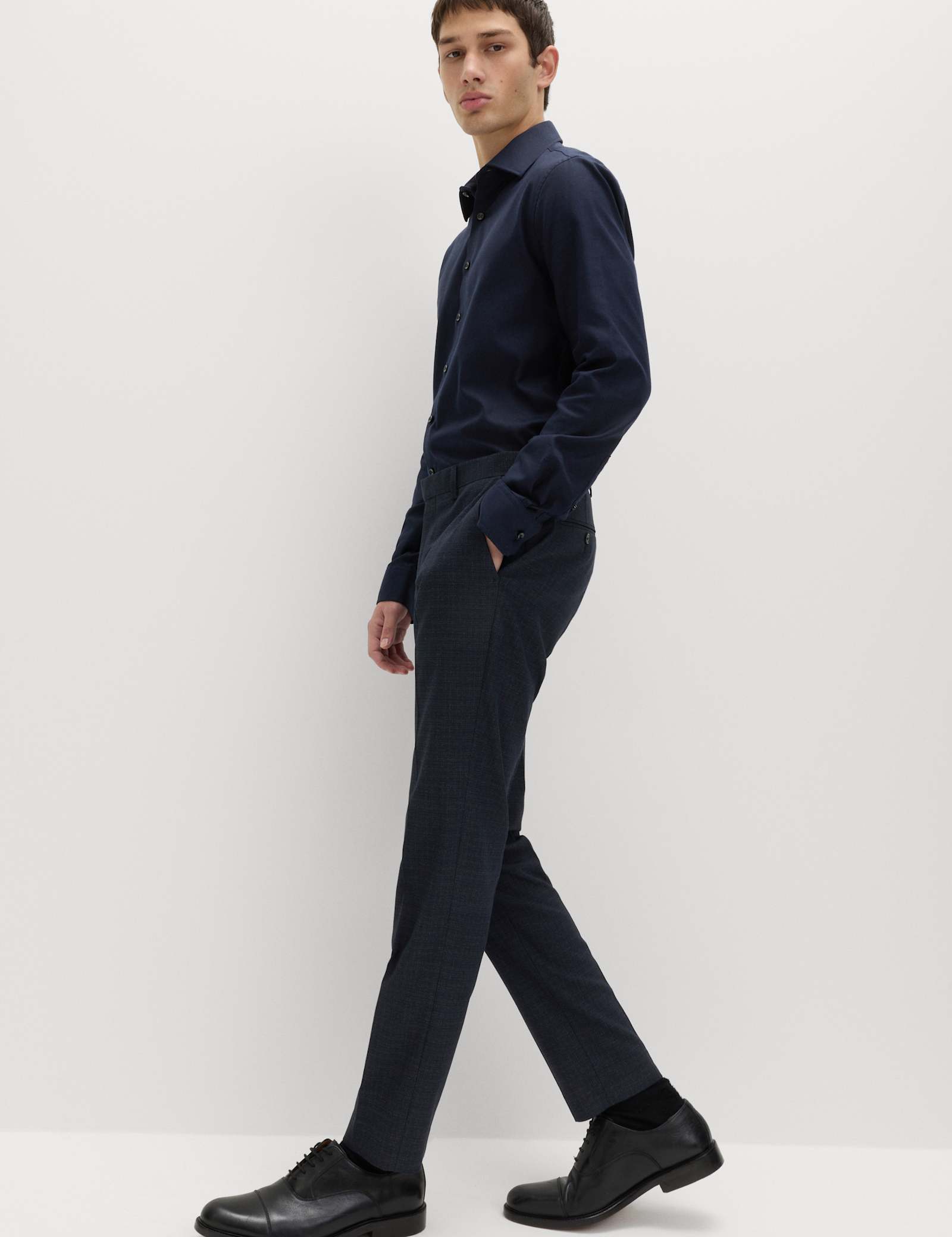 Skinny Fit Textured Stretch Suit Trousers - image 5