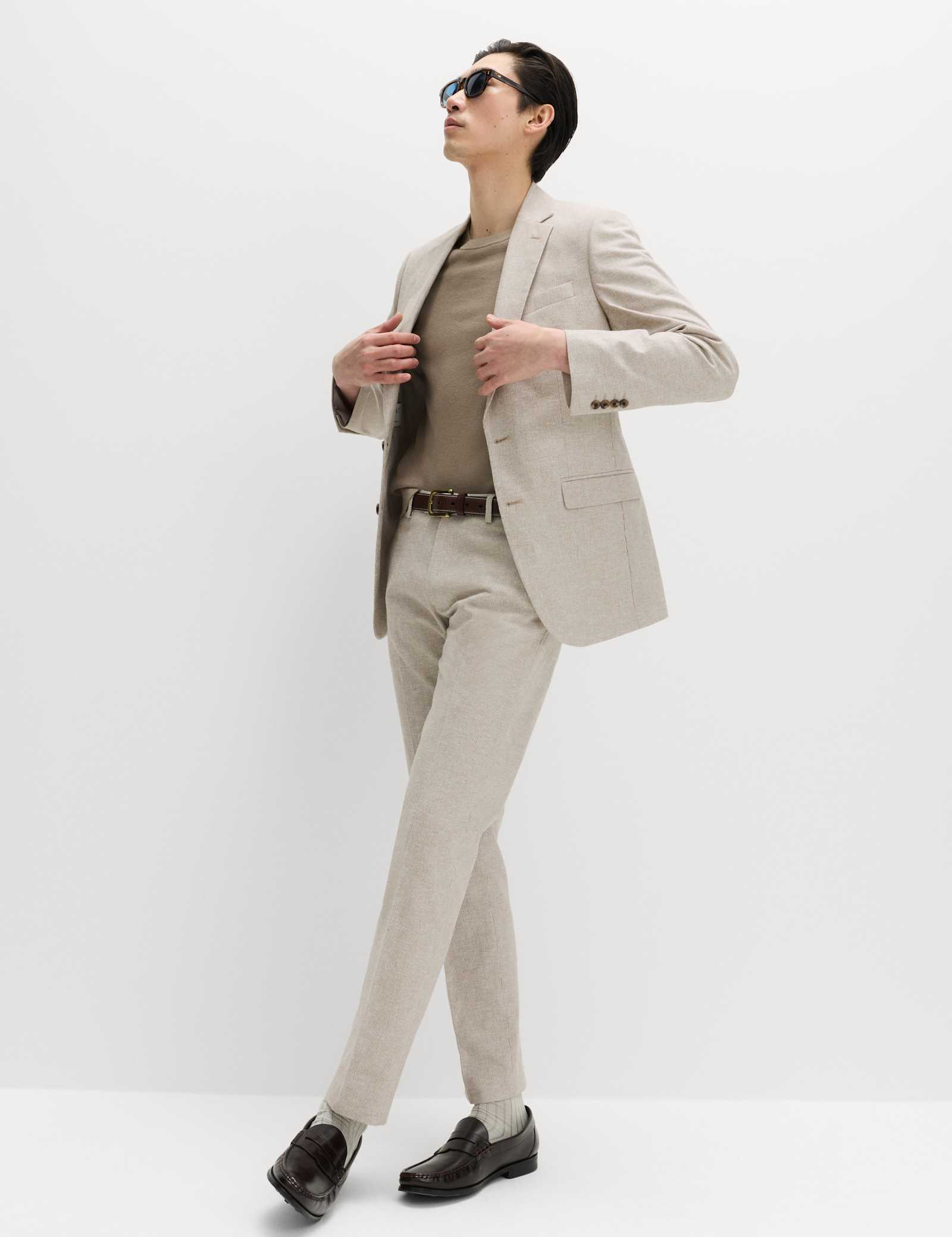 Tailored Fit Cotton Linen Striped Jacket - image 4
