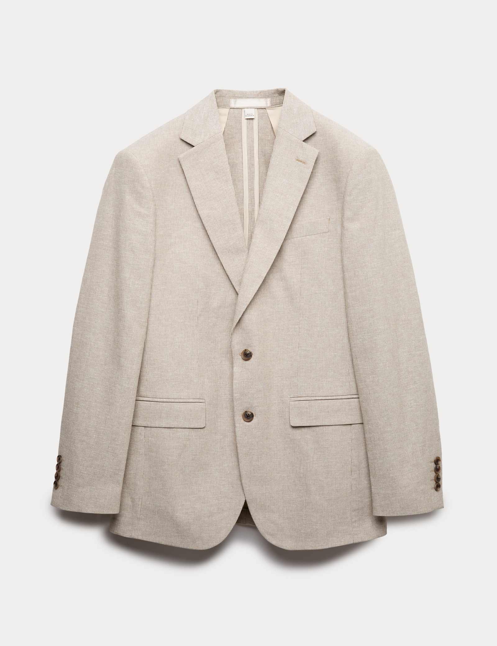 Tailored Fit Cotton Linen Striped Jacket - image 1