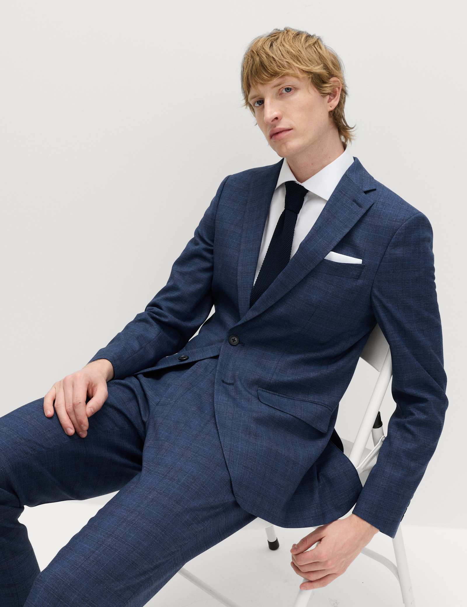 Slim Fit Textured Check Jacket - image 5