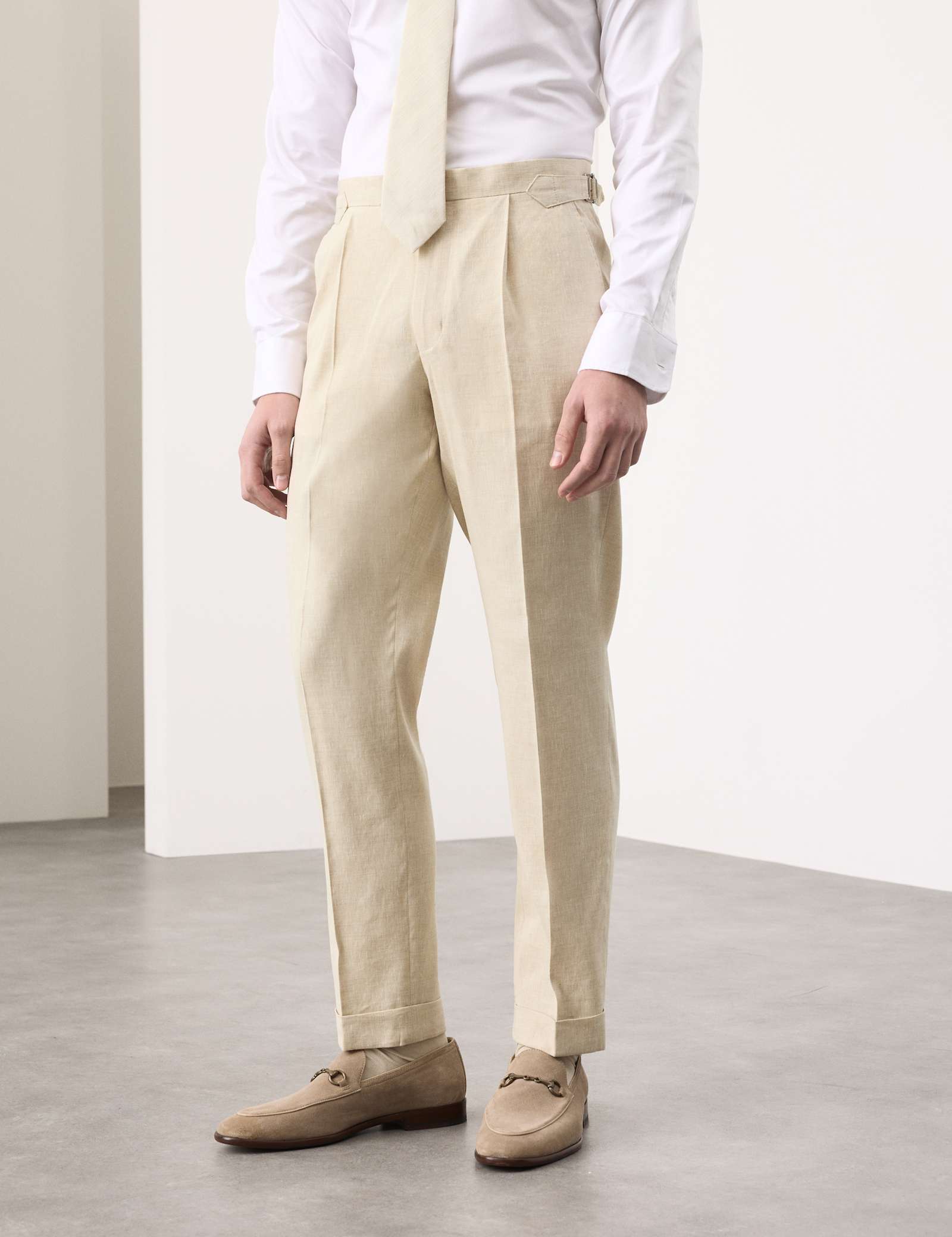 Tailored Fit Italian Performance Linen Blend Suit Trousers - image 5