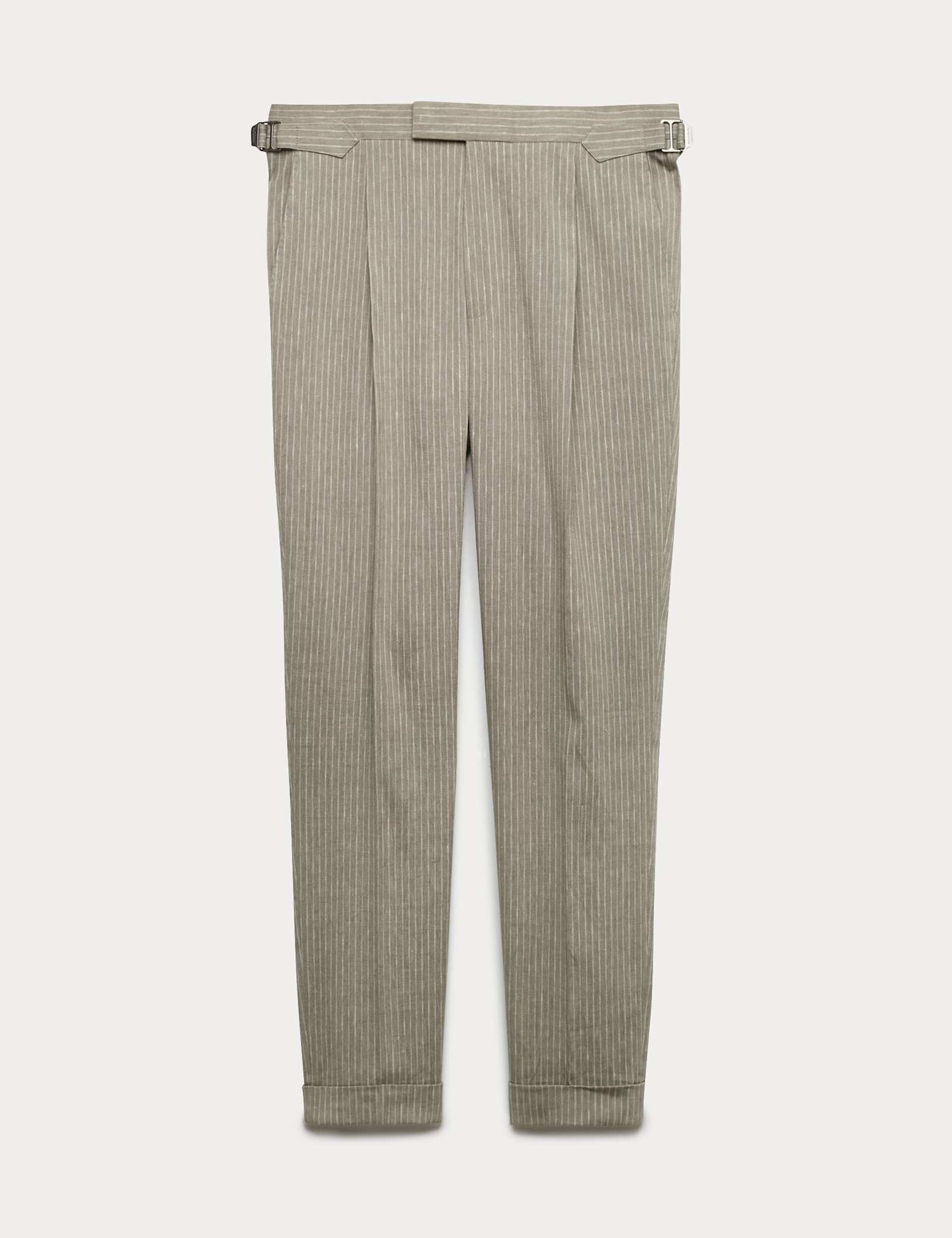Tailored Fit Italian Performance Linen Blend Pinstripe Suit Trousers - image 2