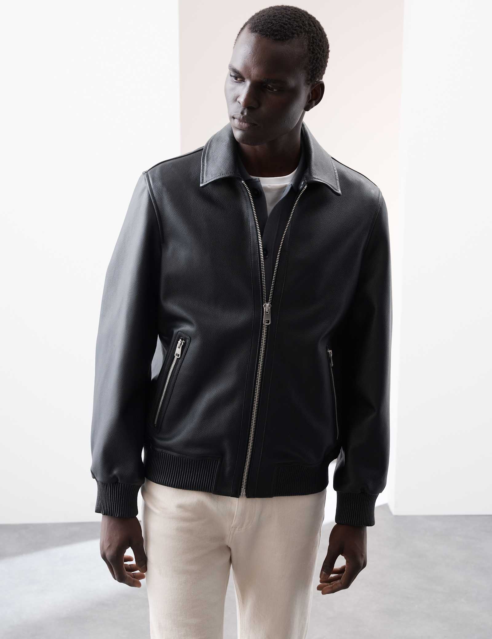 Leather Harrington Jacket - image 5