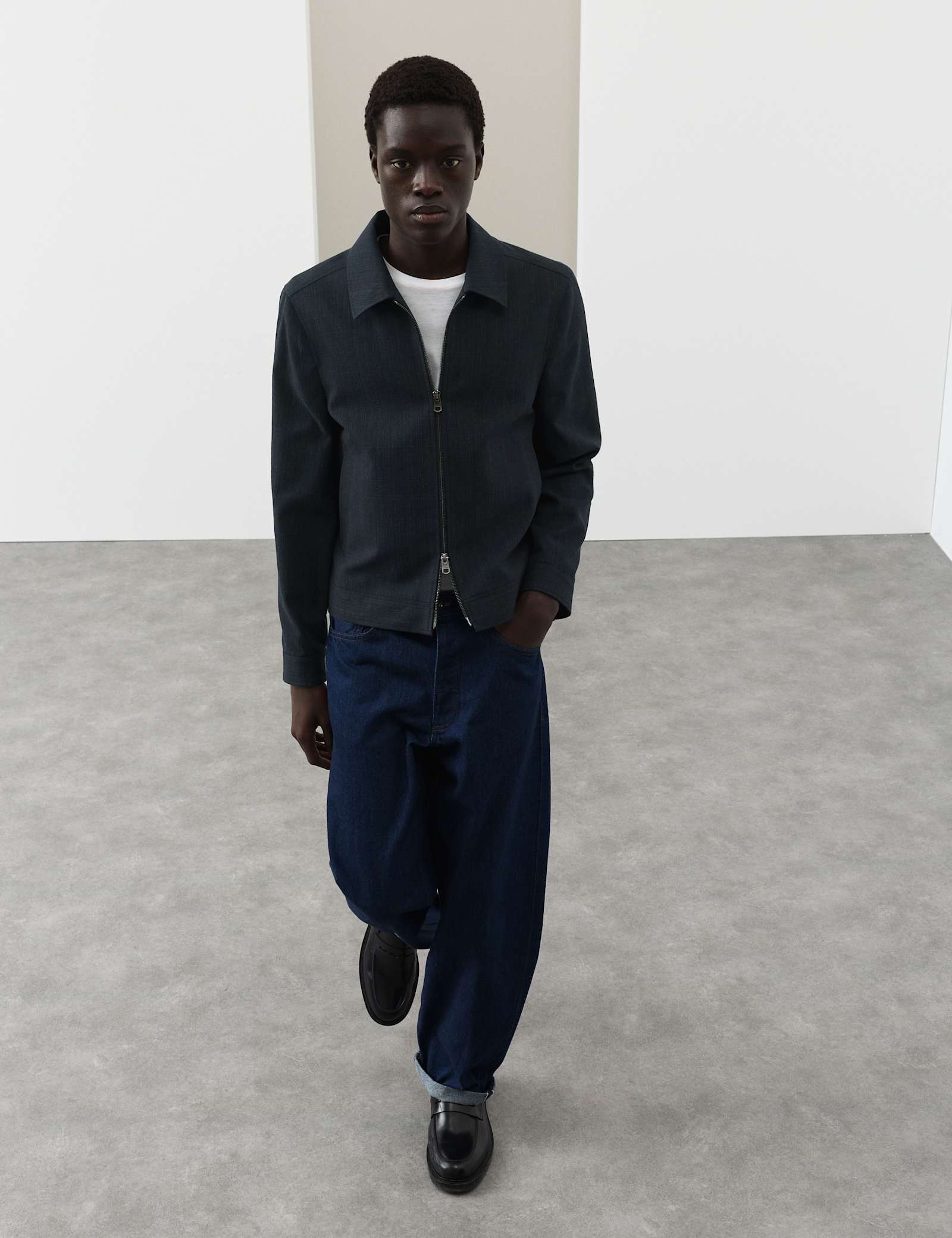 Cotton Blend Textured Harrington Jacket - image 4