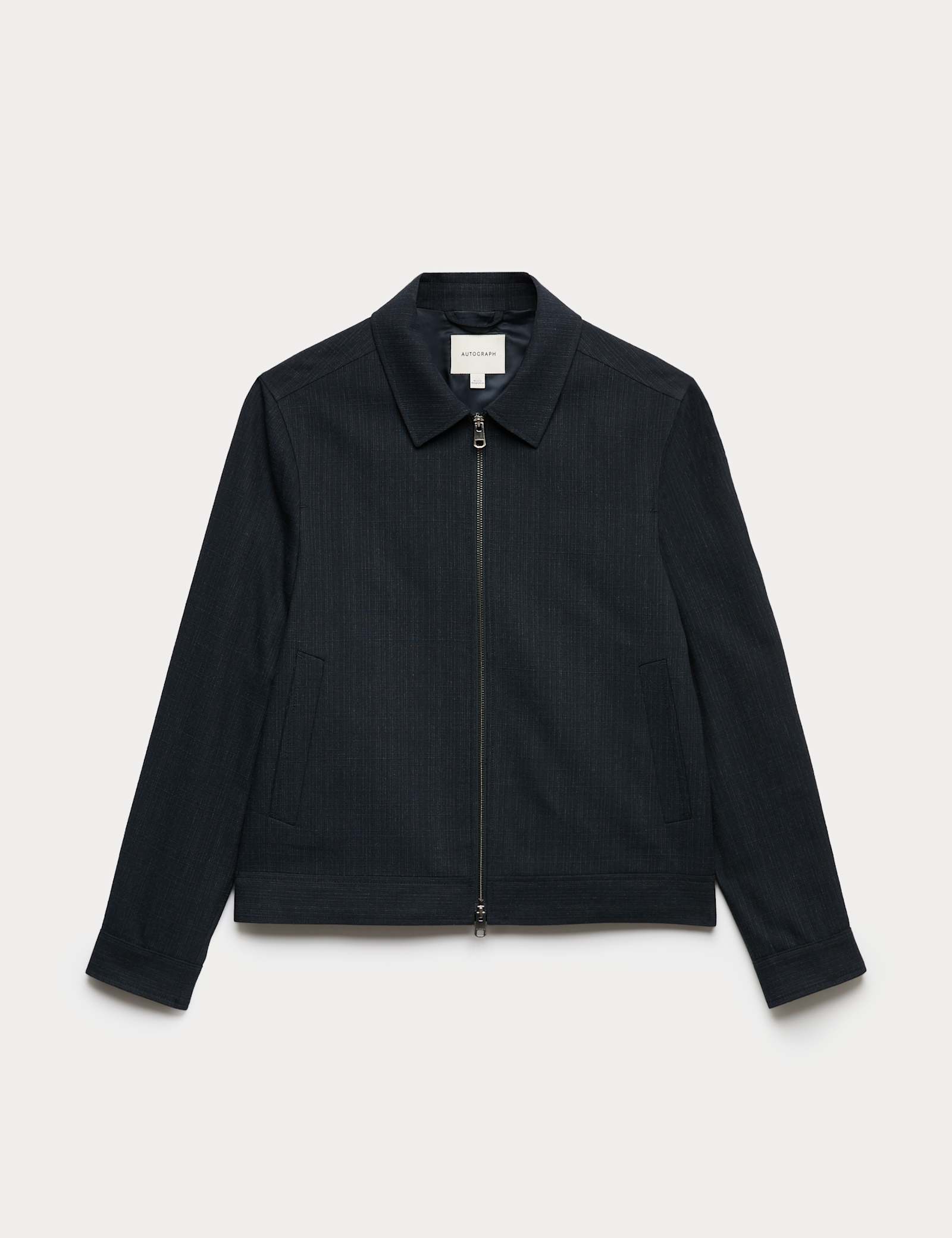 Cotton Blend Textured Harrington Jacket - image 1