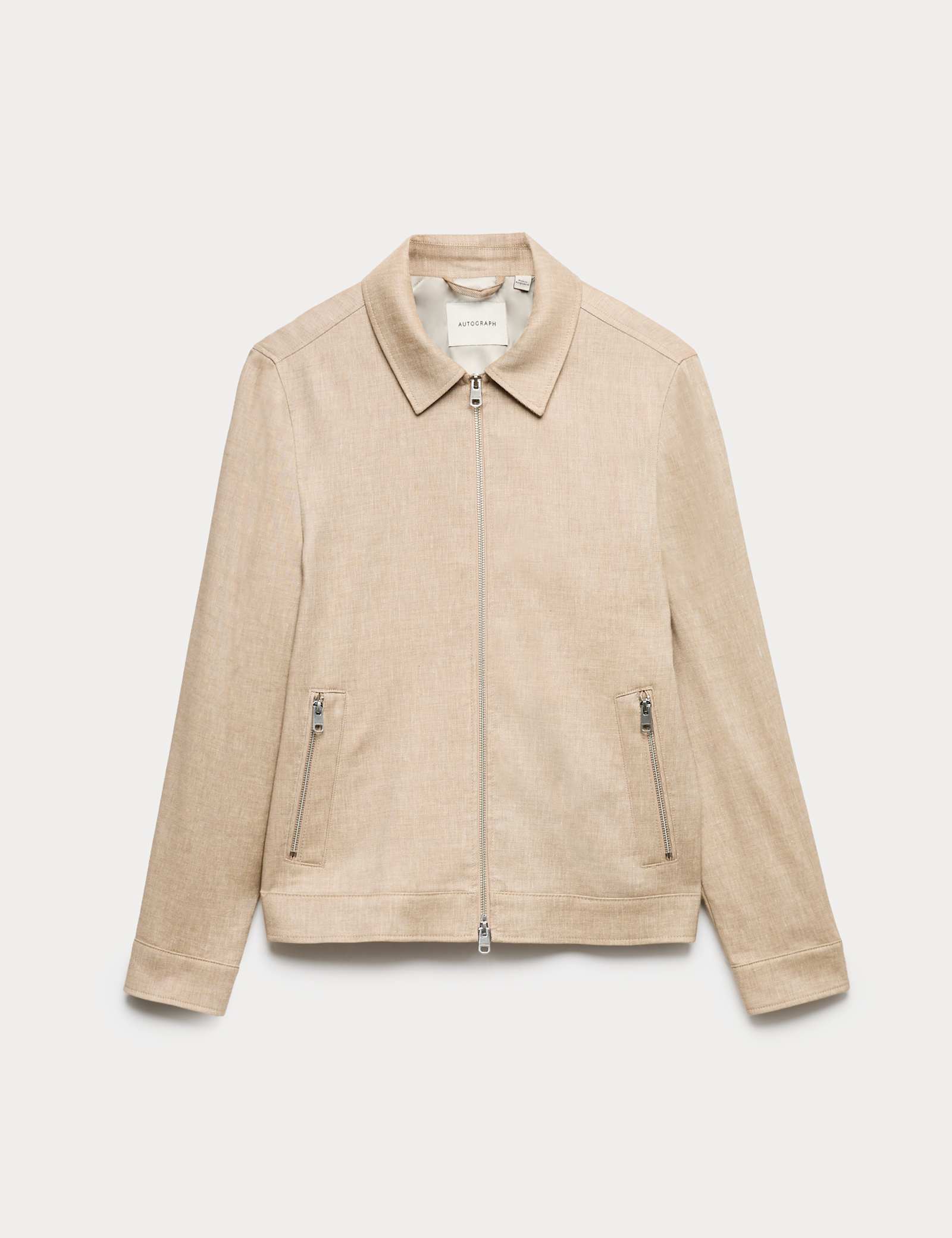 Linen Blend Performance Harrington Jacket - image 1