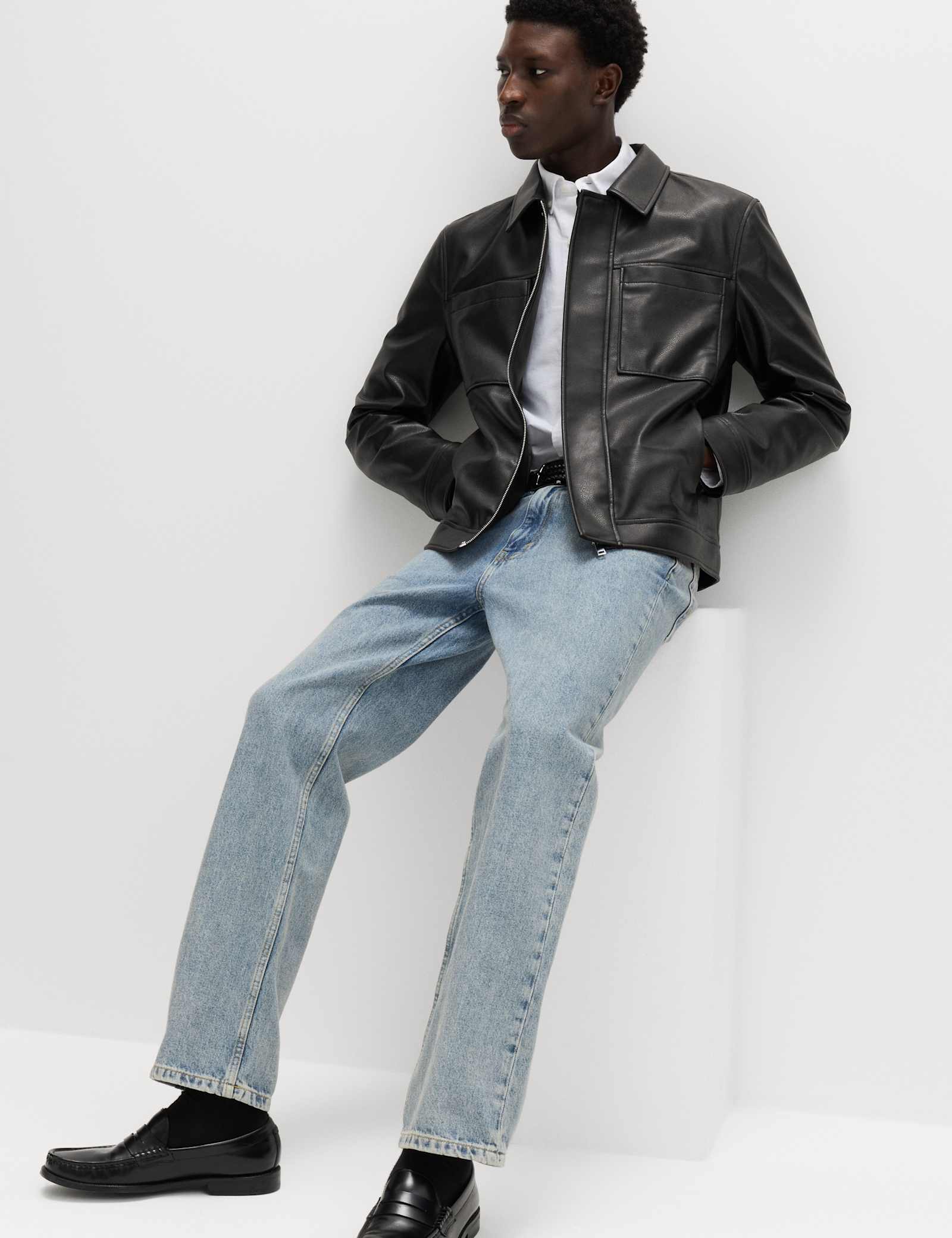 Faux Leather Trucker Jacket - image 4