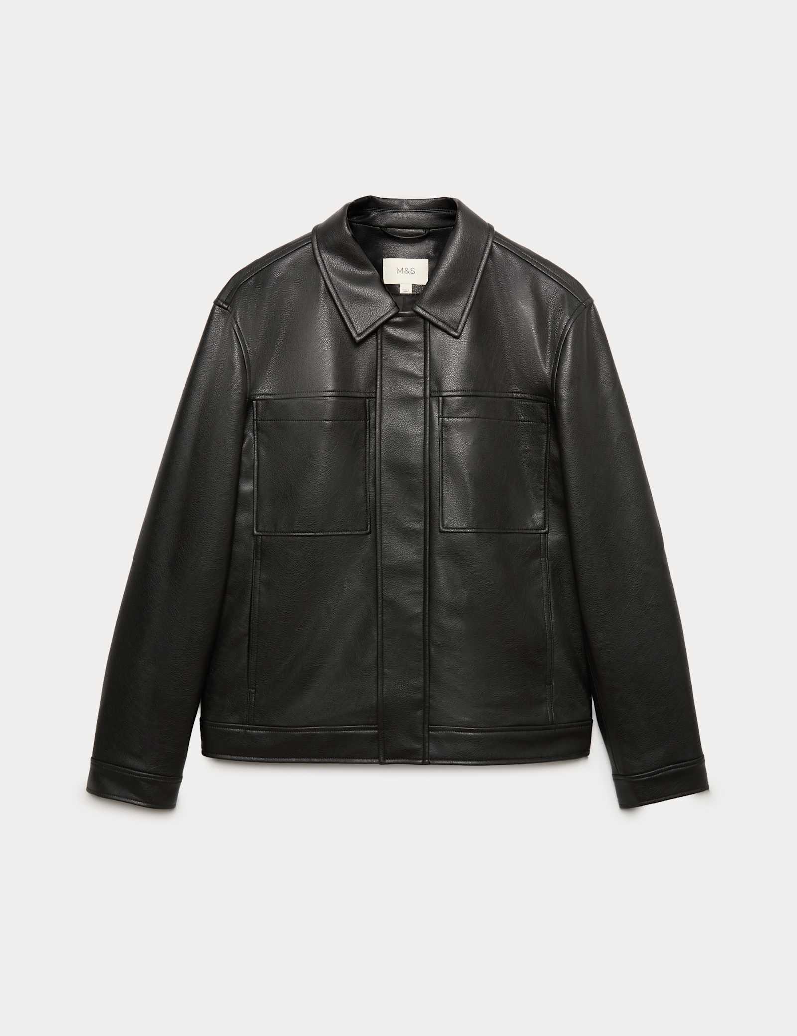 Faux Leather Trucker Jacket - image 1