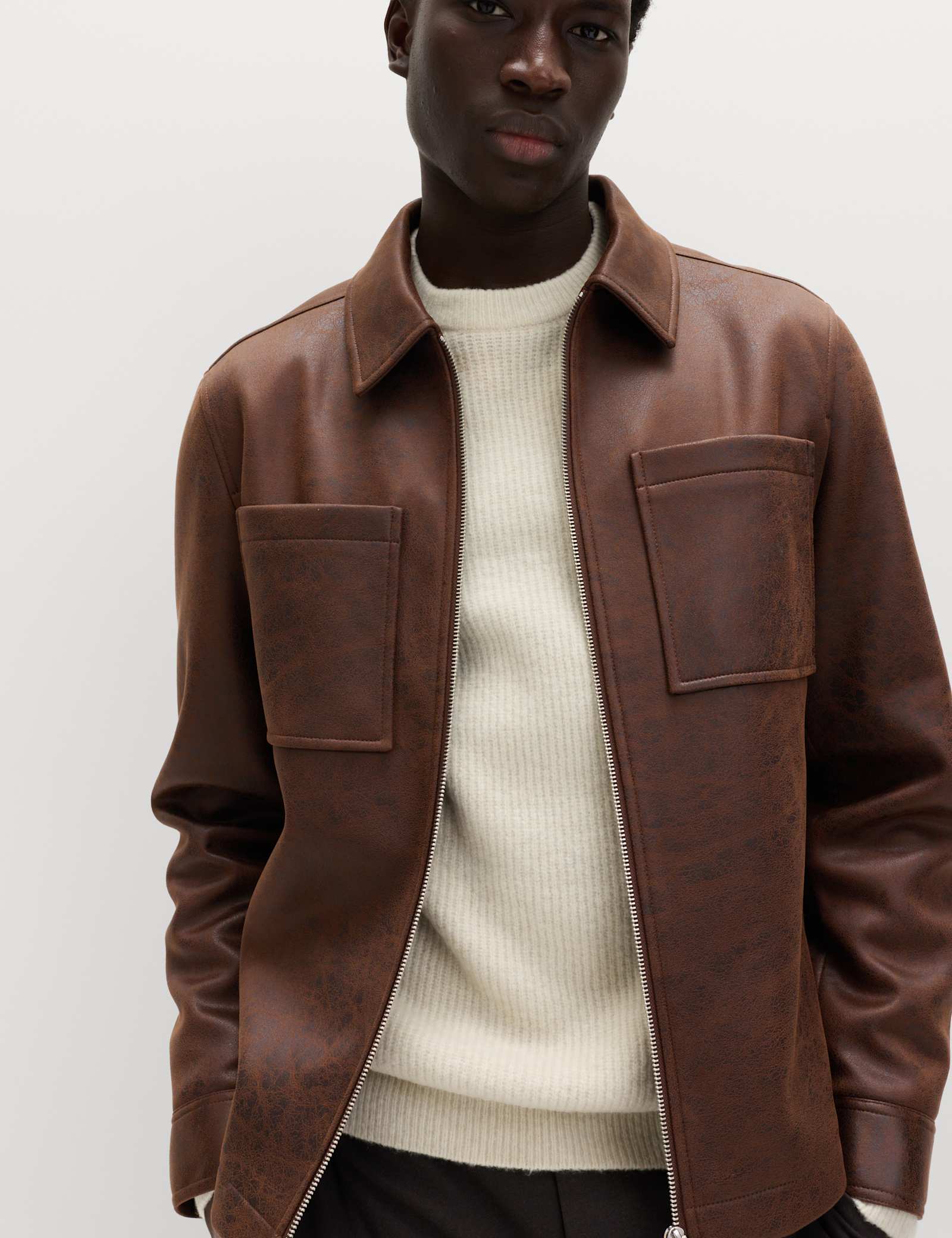 Faux Leather Trucker Jacket - image 4