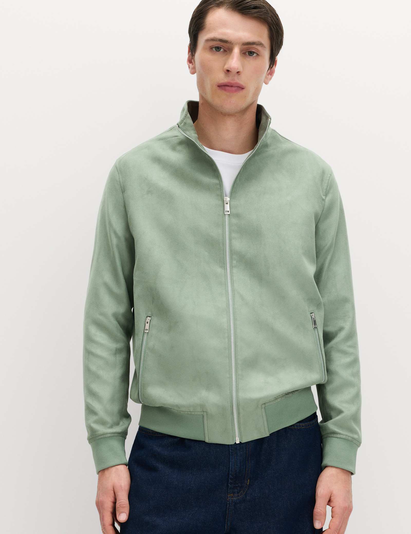 Faux Suede Funnel Neck Jacket - image 2