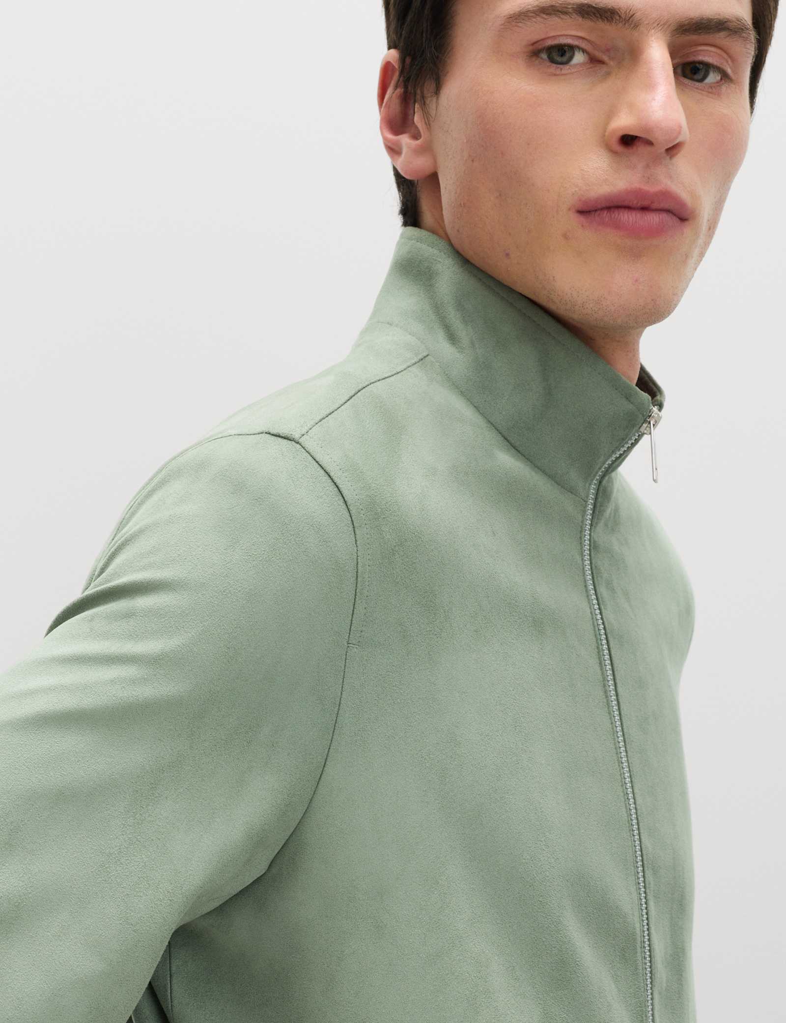 Faux Suede Funnel Neck Jacket - image 4