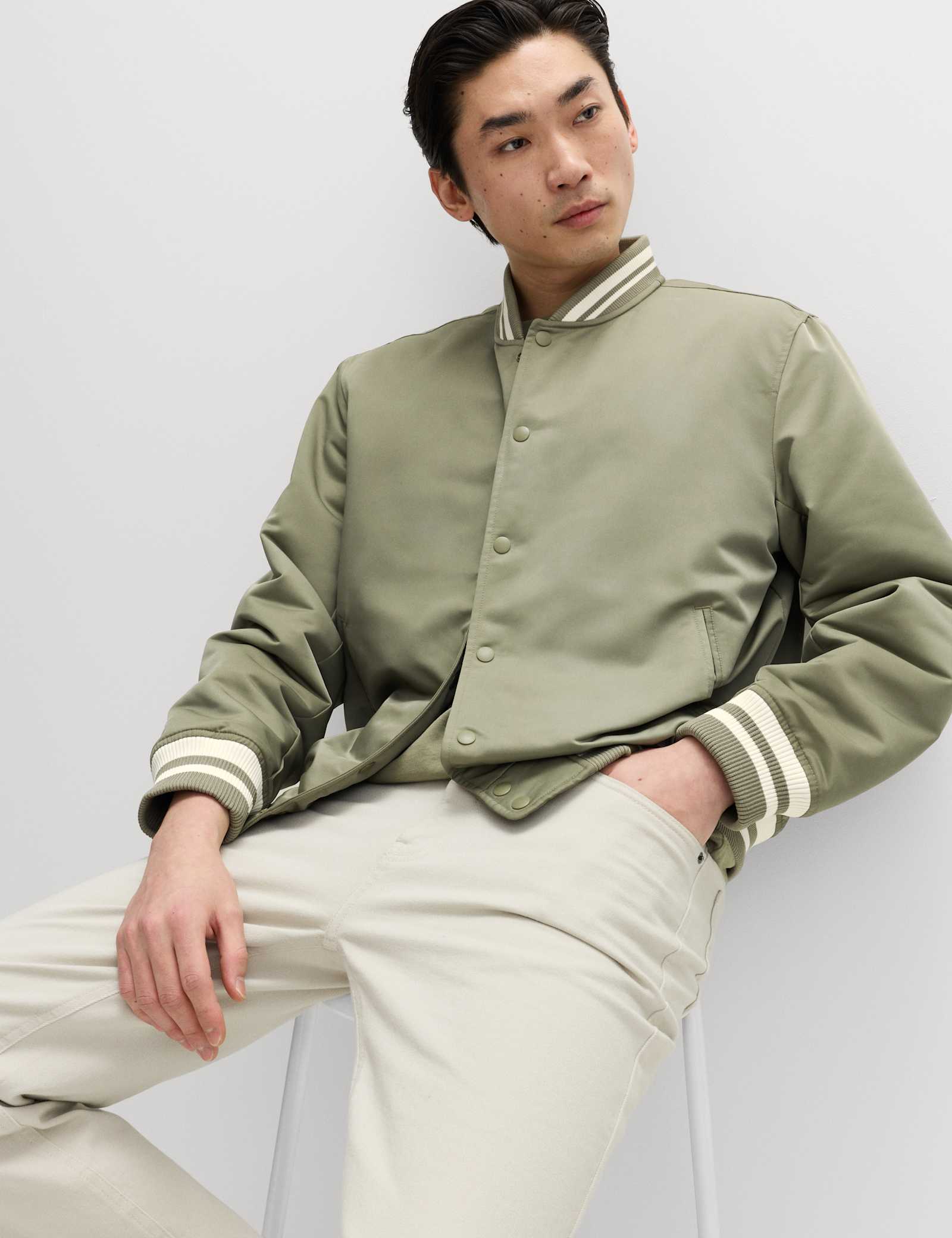Satin Effect Lightweight Bomber Jacket - image 4