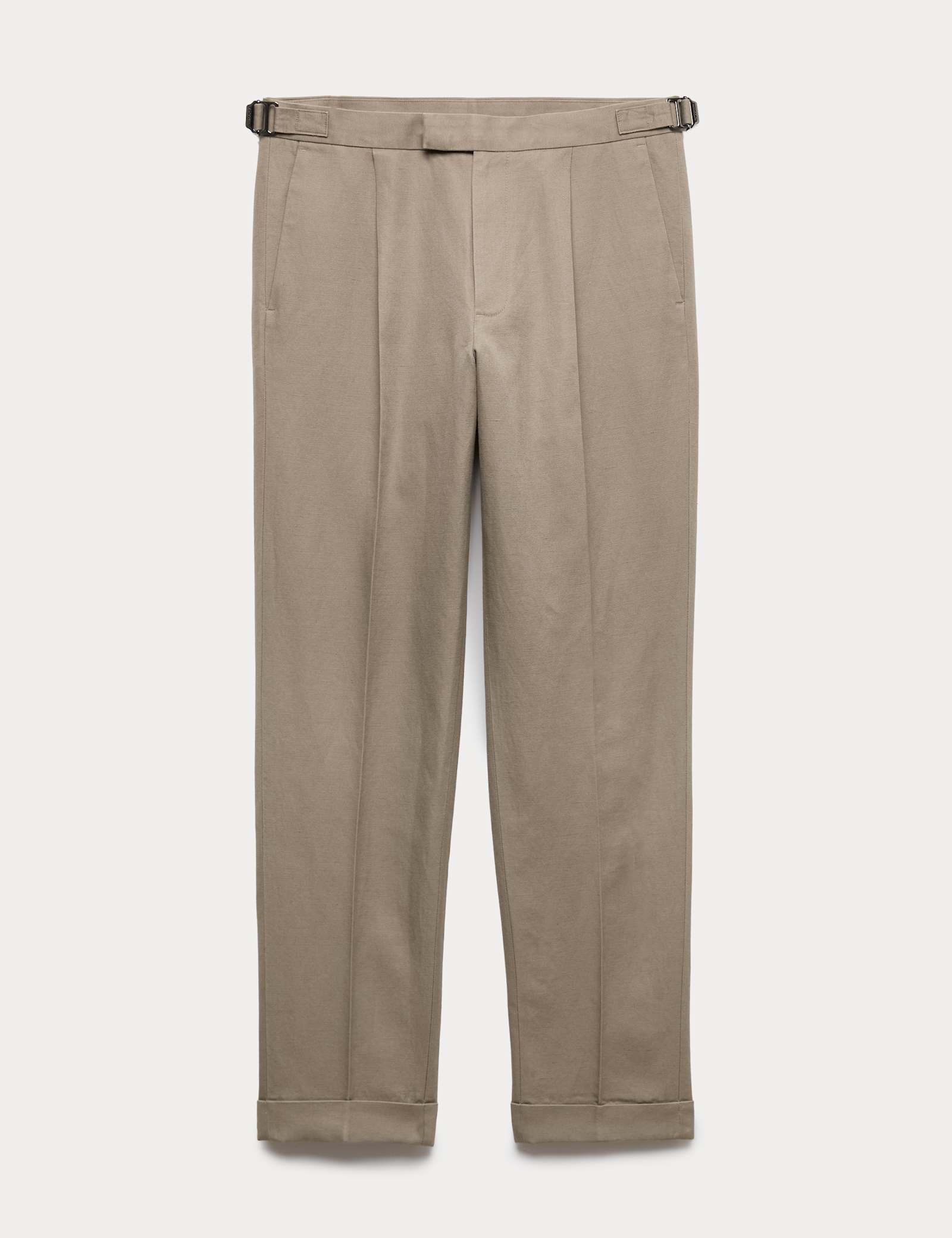 Tapered Fit Cotton Linen Blend Trousers - image 1