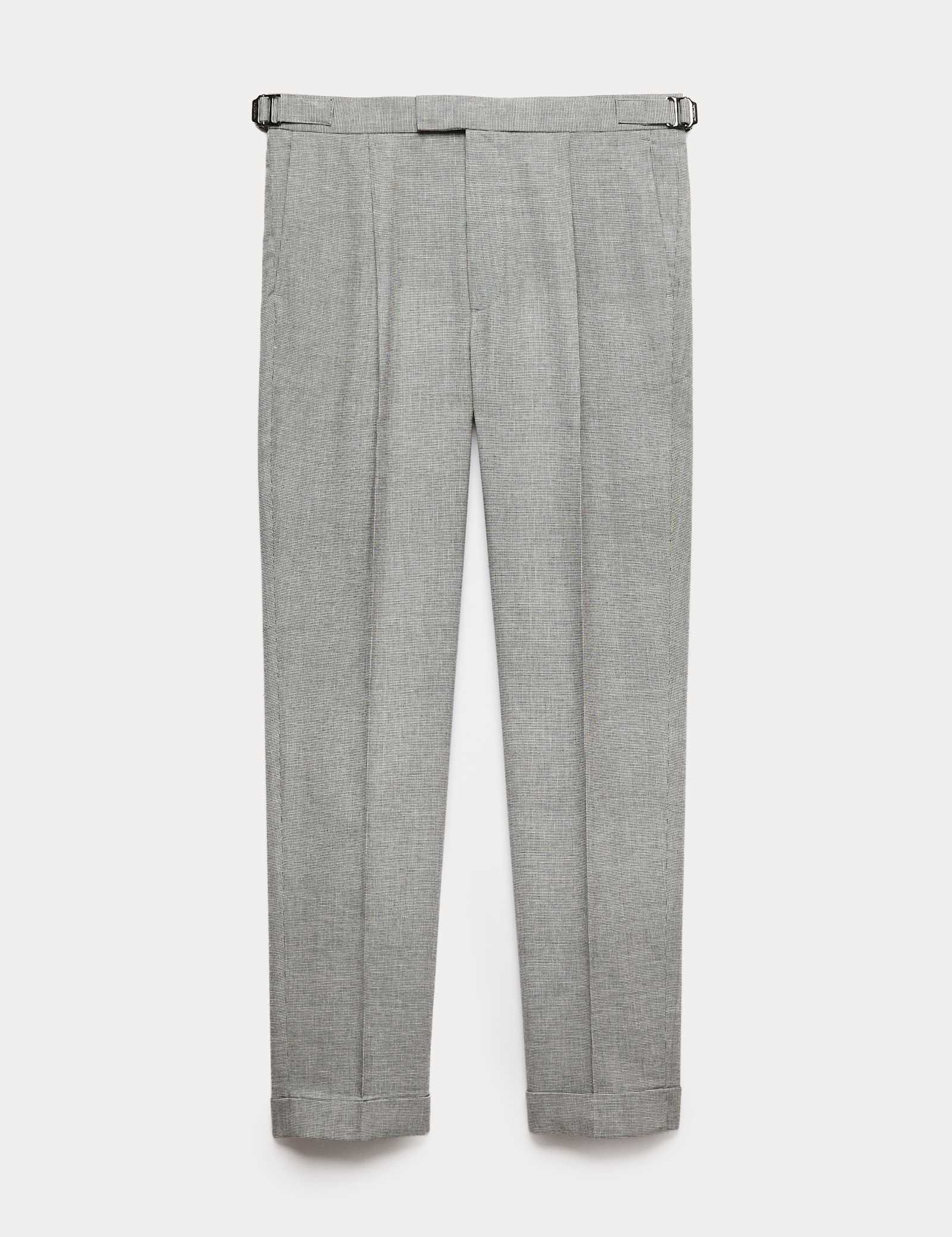 Tapered Fit Cotton Linen Blend Trousers - image 1