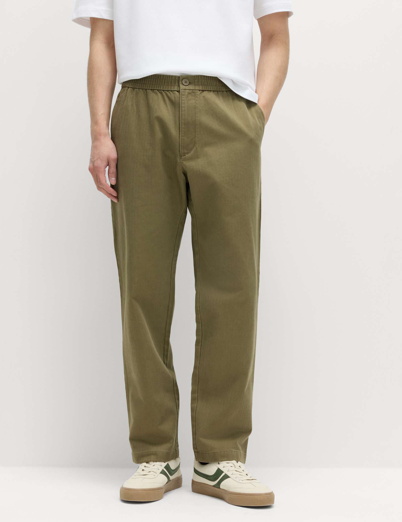 Pure Cotton Herringbone Trousers - image 2