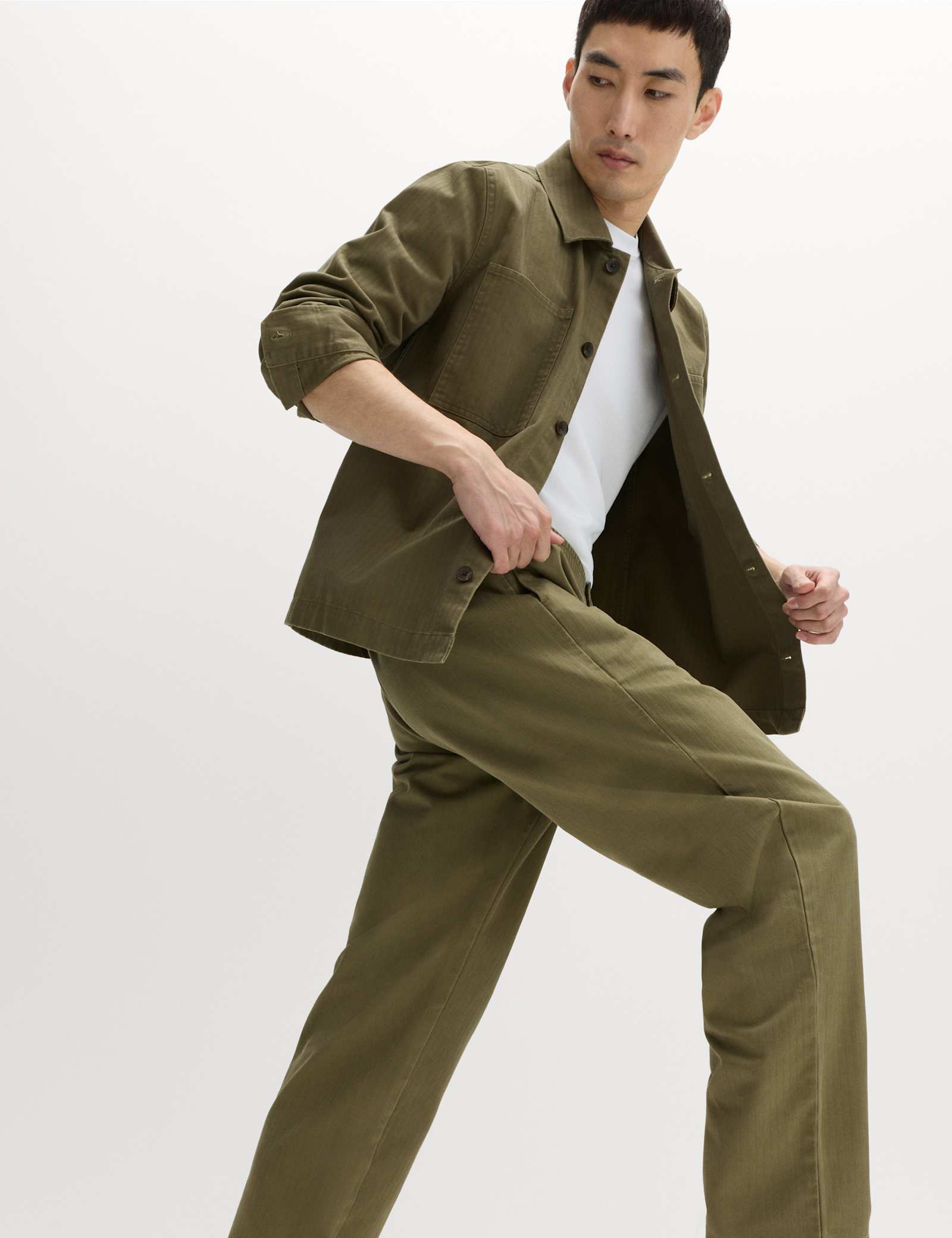 Pure Cotton Herringbone Trousers - image 4