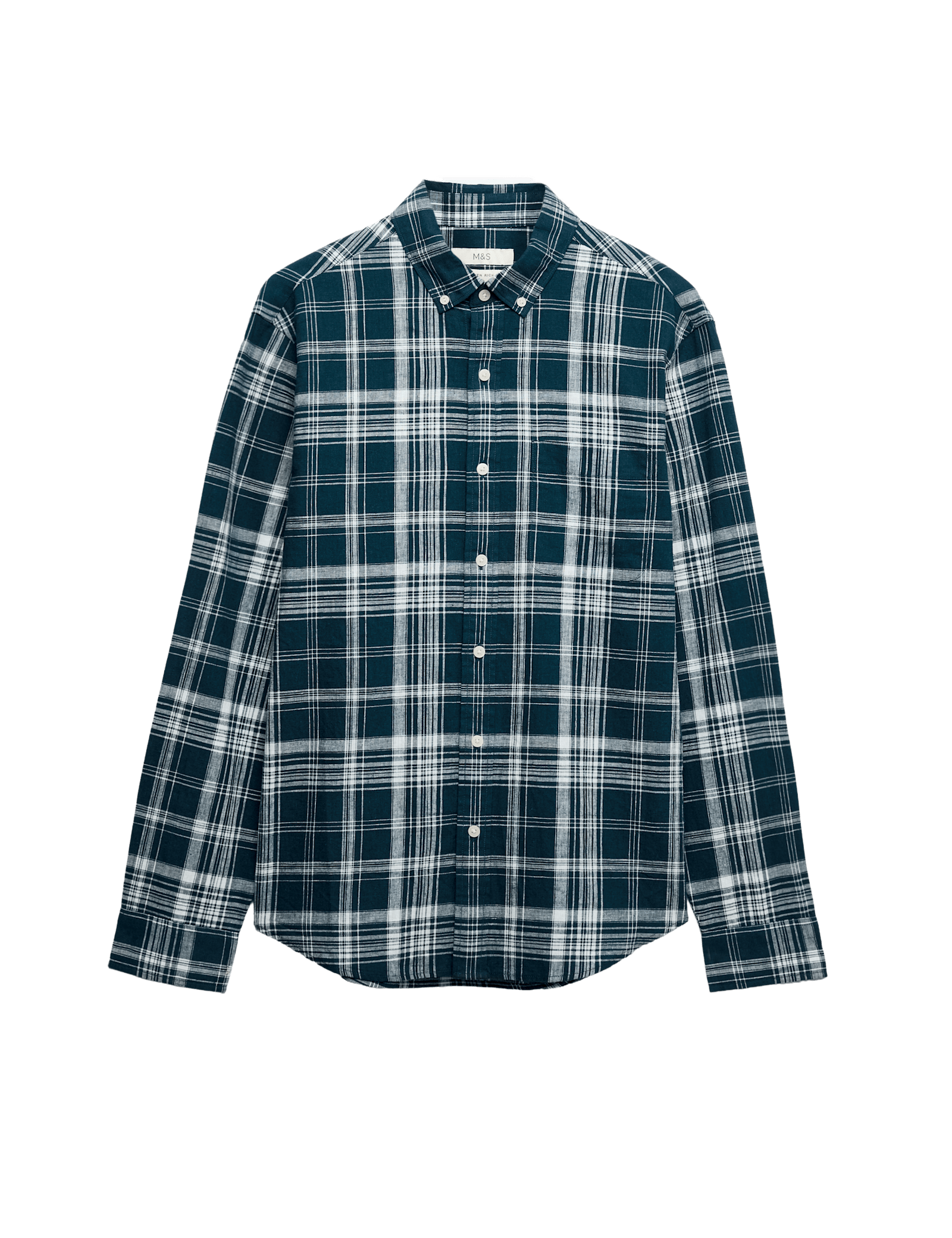 Linen Cotton Blend Check Shirt - image 5