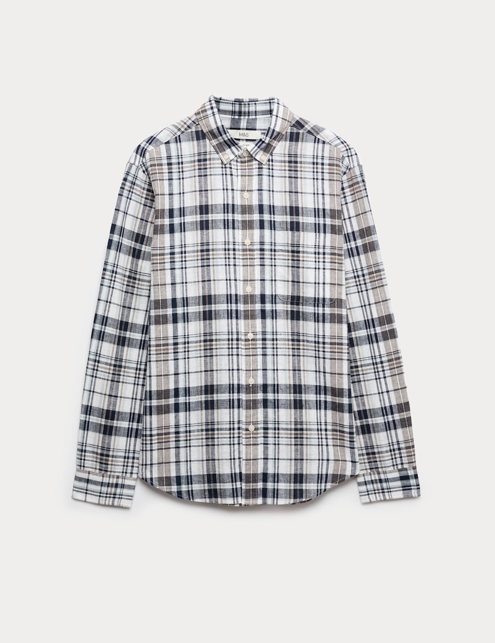 Linen Cotton Blend Check Shirt - image 1