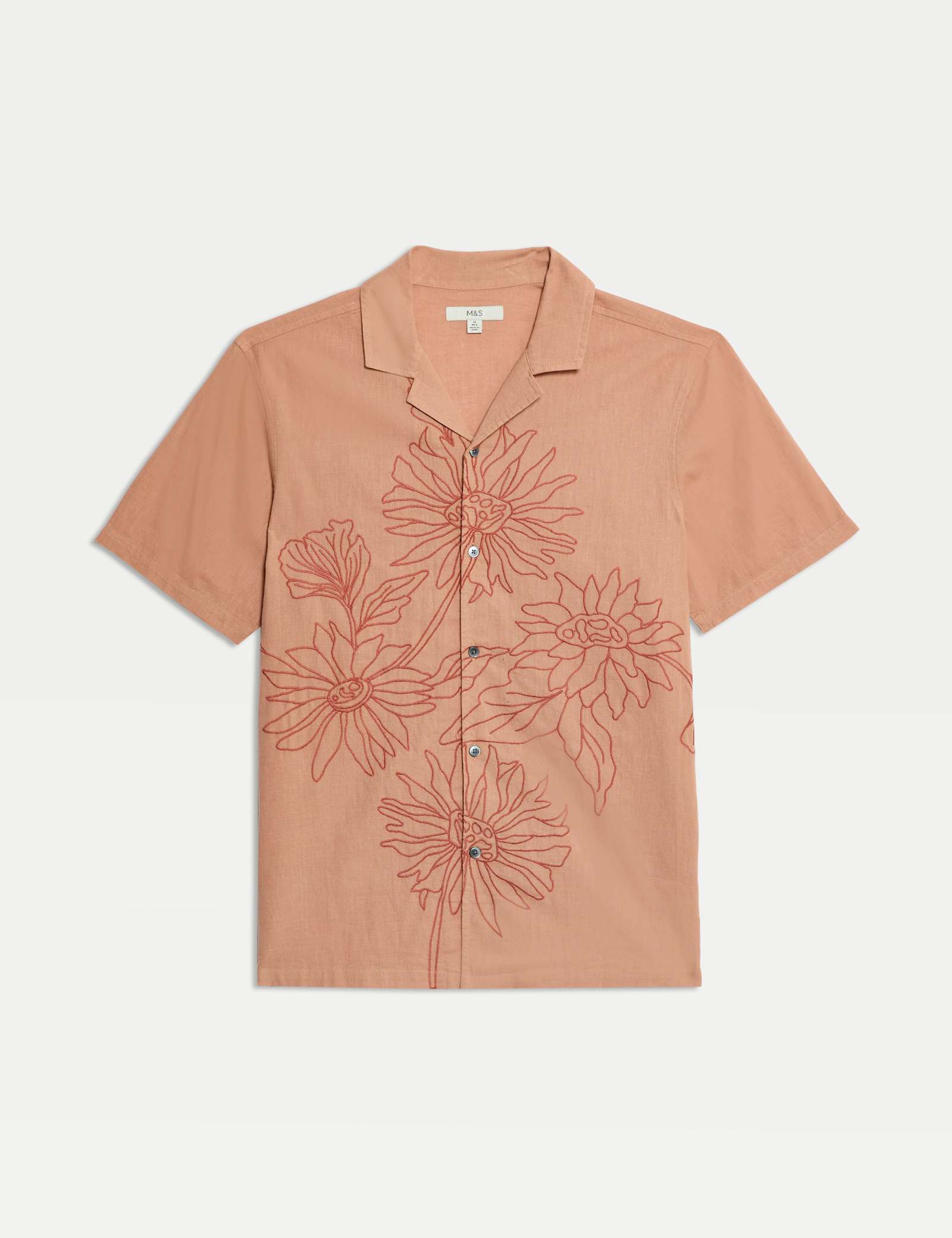 Linen Cotton Floral Embroidery Shirt - image 1