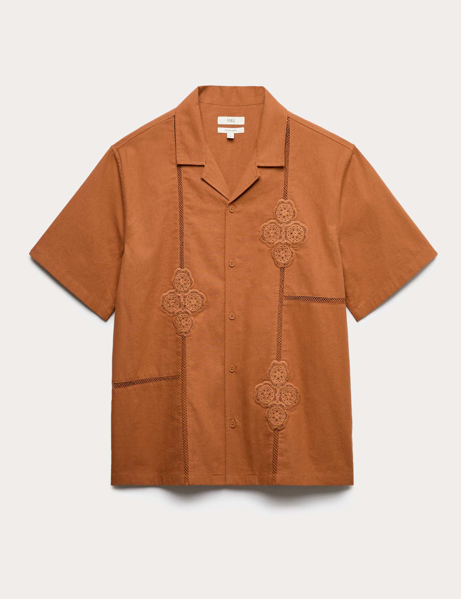 Relaxed Fit Cotton Rich Embroidered Short Sleeve Shirt - image 1